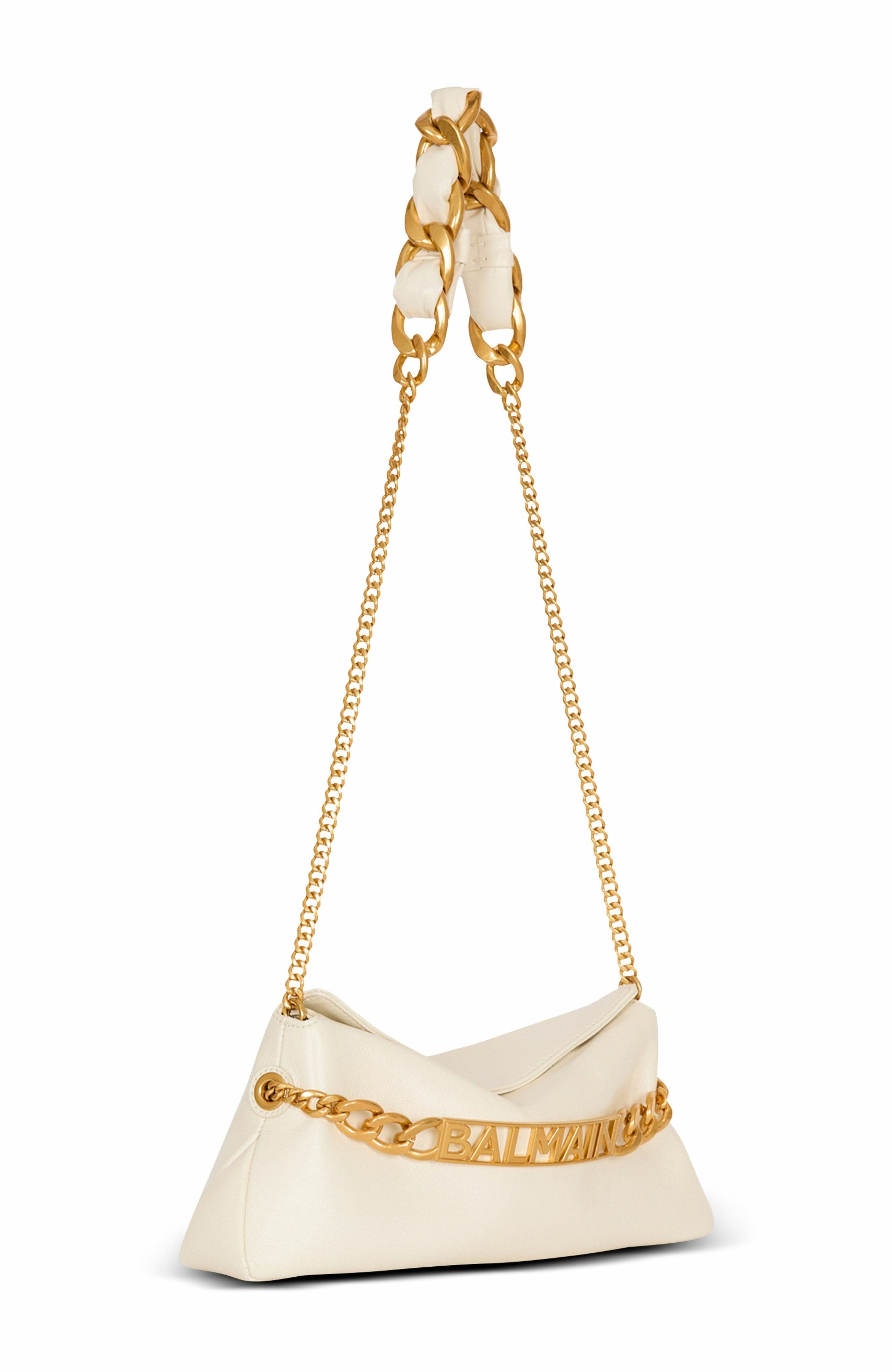 Balmain 1945 Soft crinkled leather clutch in White at Nordstrom - 4