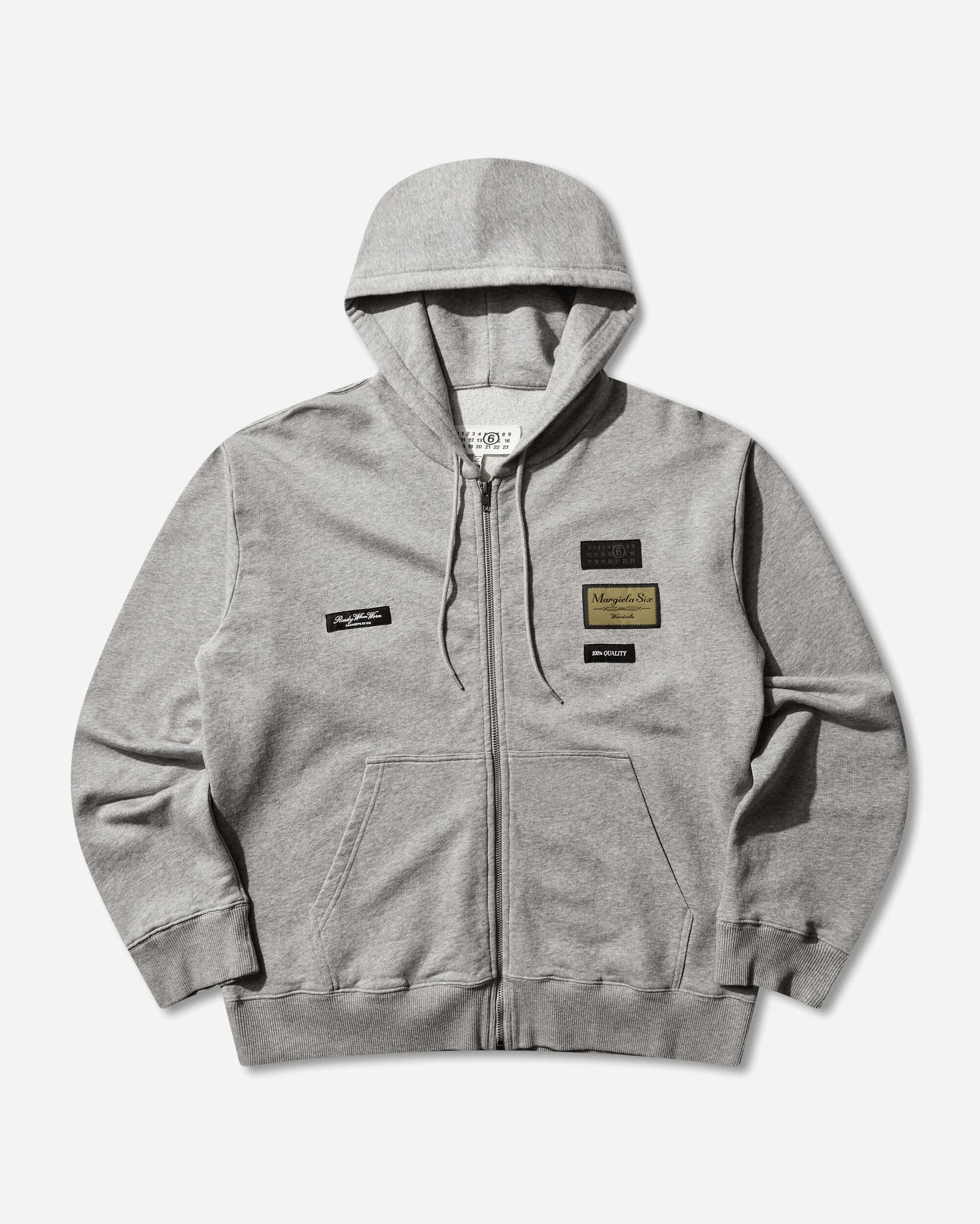 Men's Label Patch Zip Hoodie Light Grey Melange - 1