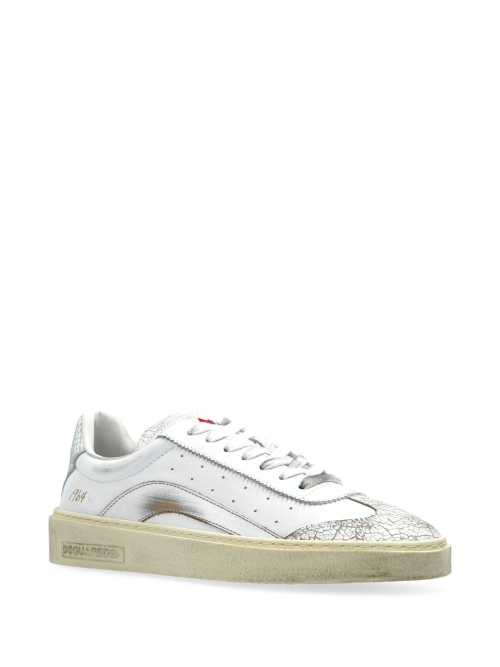 Rider metallic-leather low-top sneakers - 3