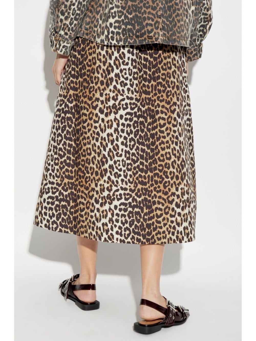 leopard-print midi skirt - 4