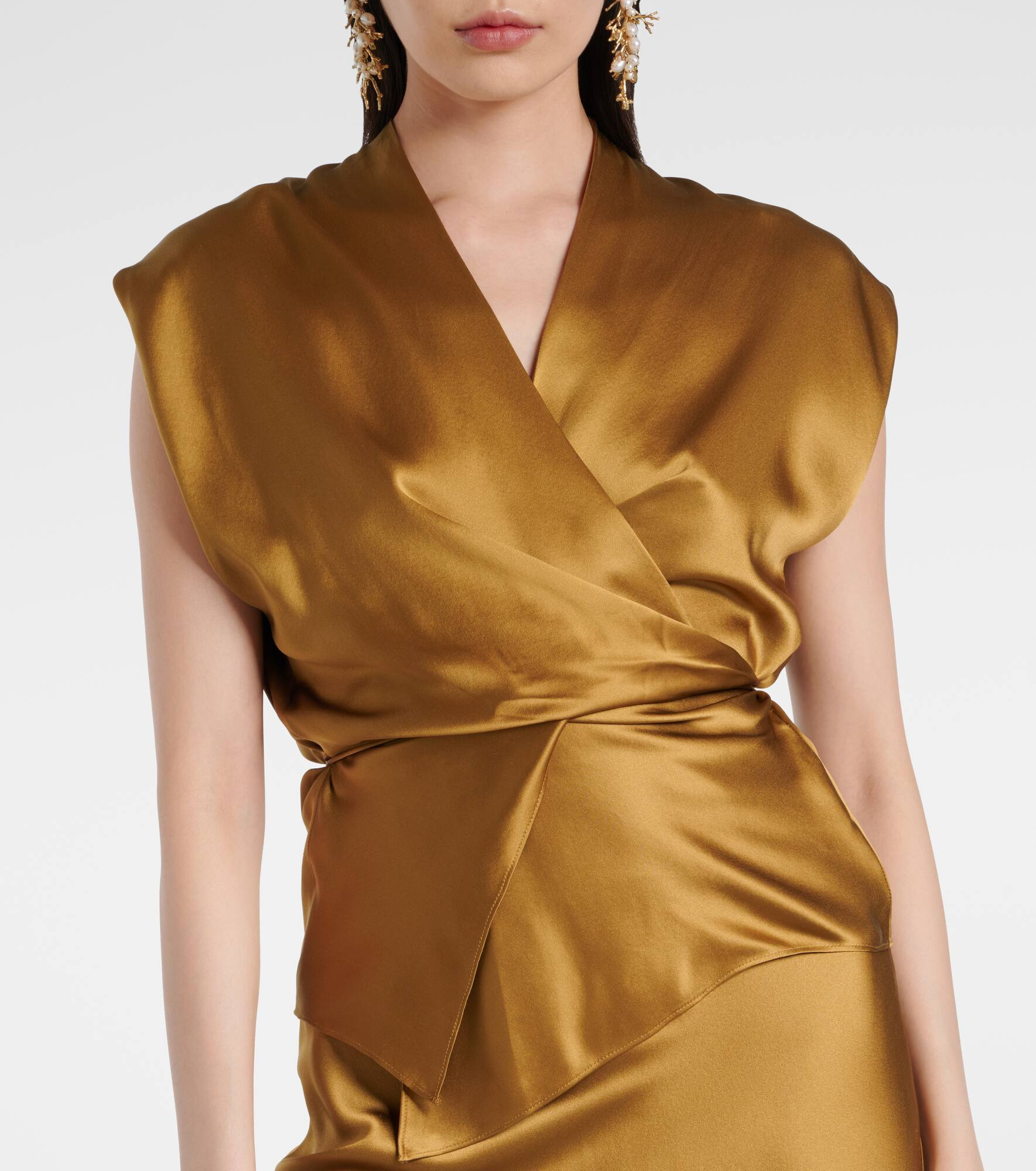 Silk satin wrap top - 4