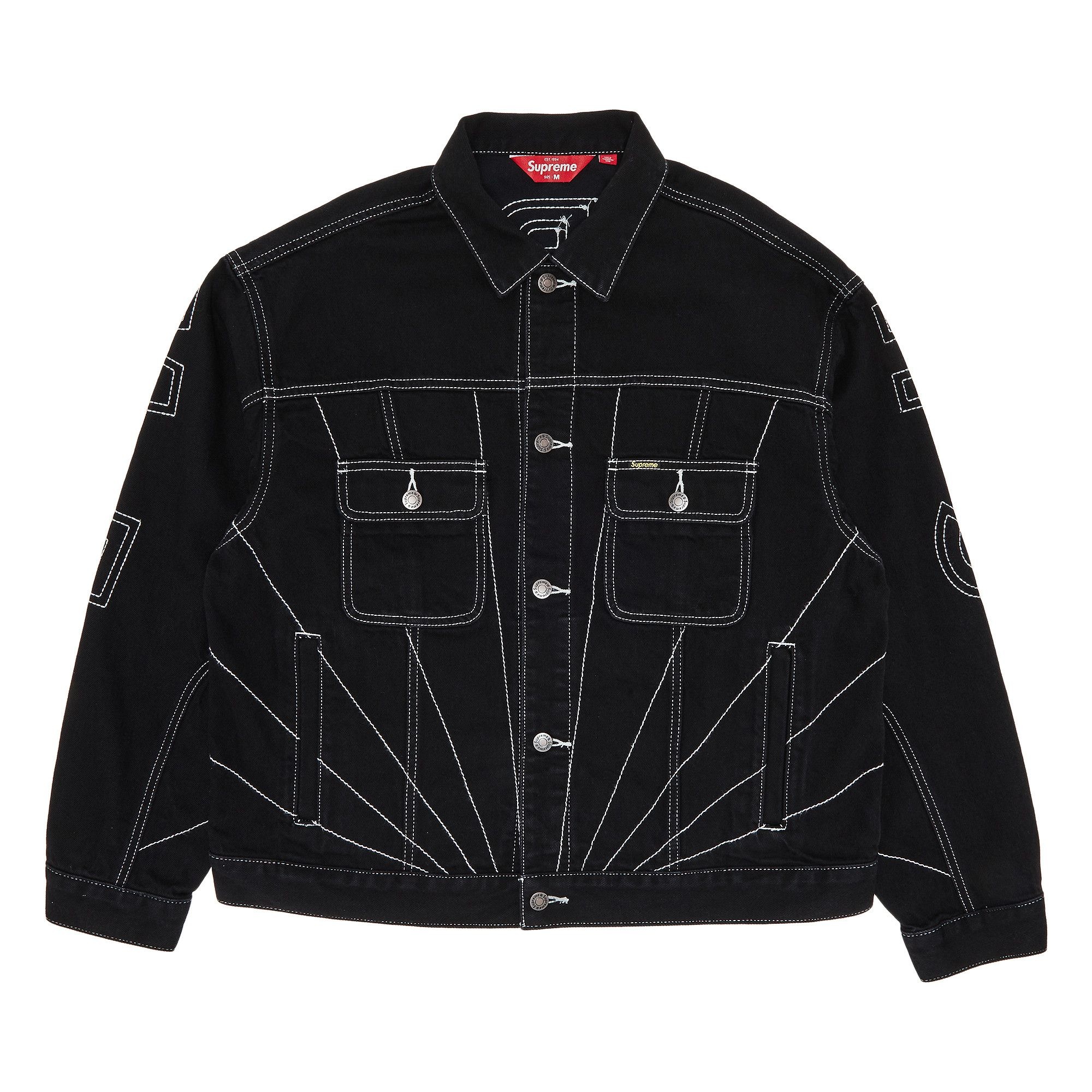 Supreme Radial Embroidered Denim Trucker Jacket 'Black' - 1