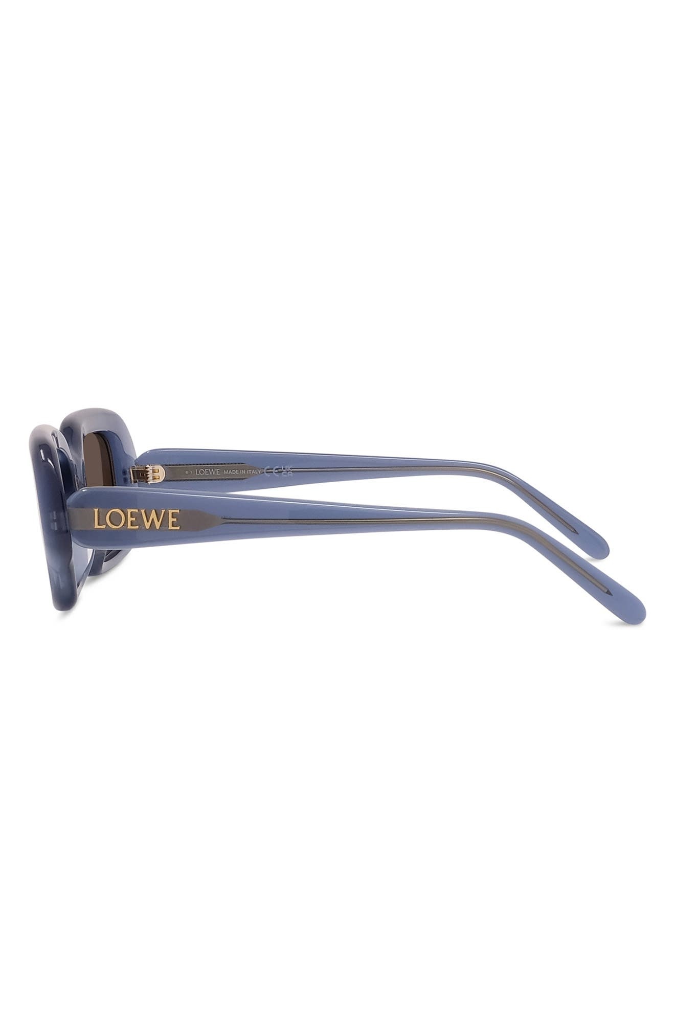 Loewe 51mm Rectangular Sunglasses in Shiny Light Blue /Brown at Nordstrom - 2