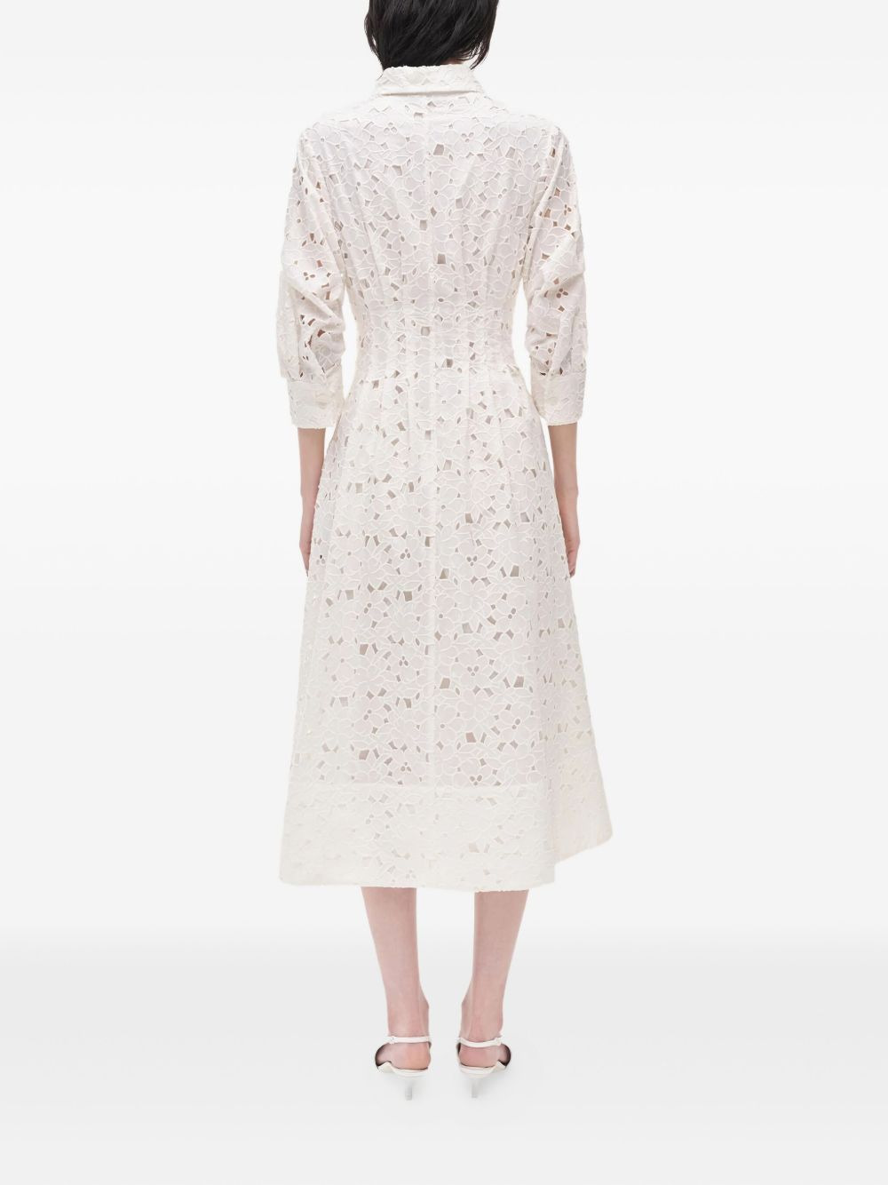 eyelet-embroidered shirt dress - 3