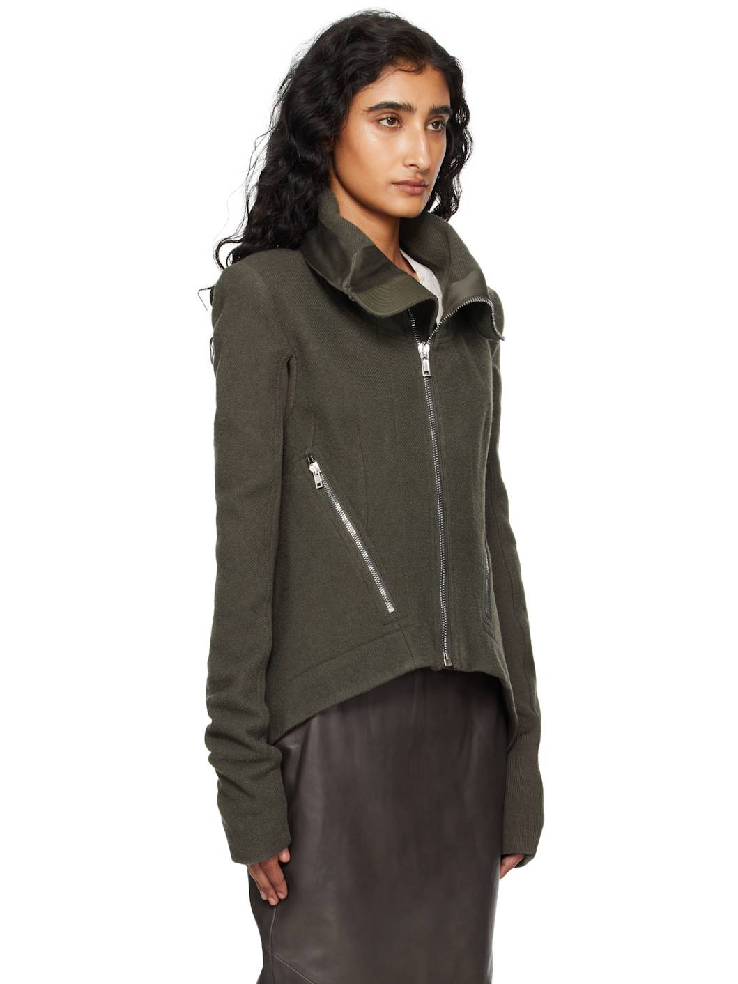 Khaki Concordians Zipped Naska Biker Jacket - 2