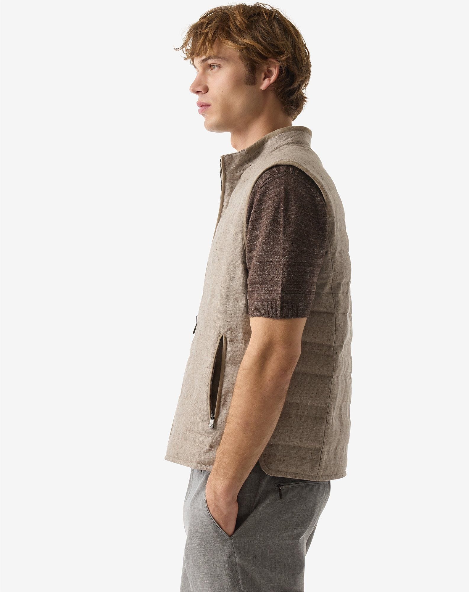 Beige reversible down gilet - 2