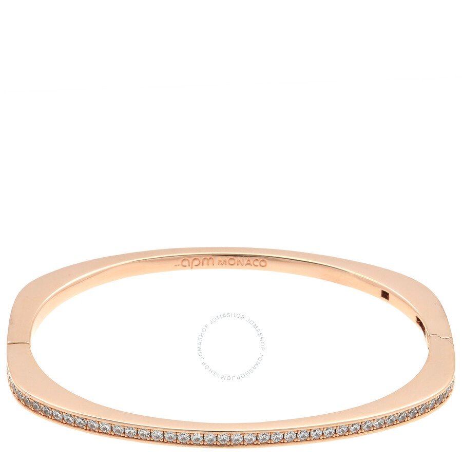 Apm Monaco - APM Monaco Rose Alloy Dainty Pave Bangle - 1