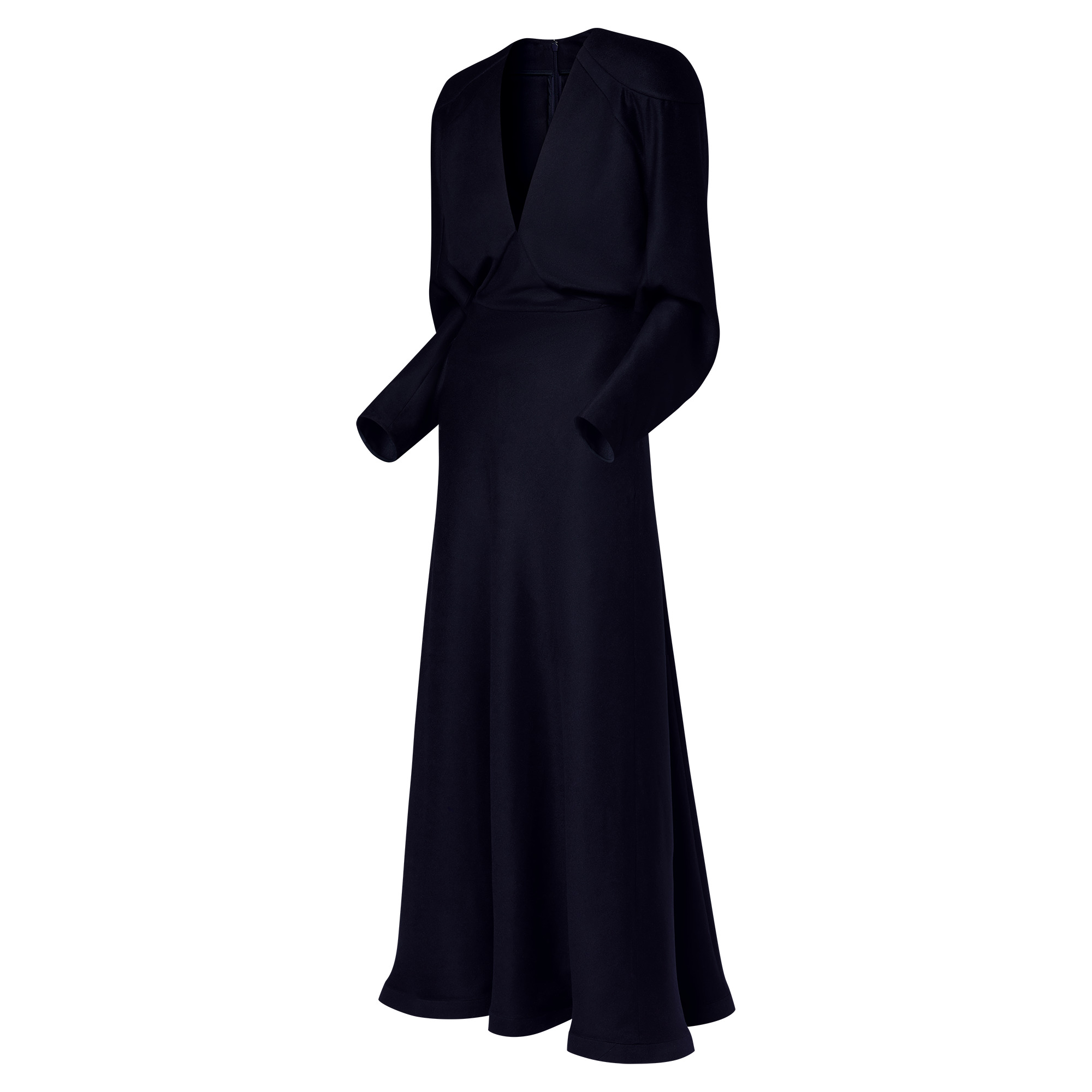V-Neck Padded Shoulder Dress - 2