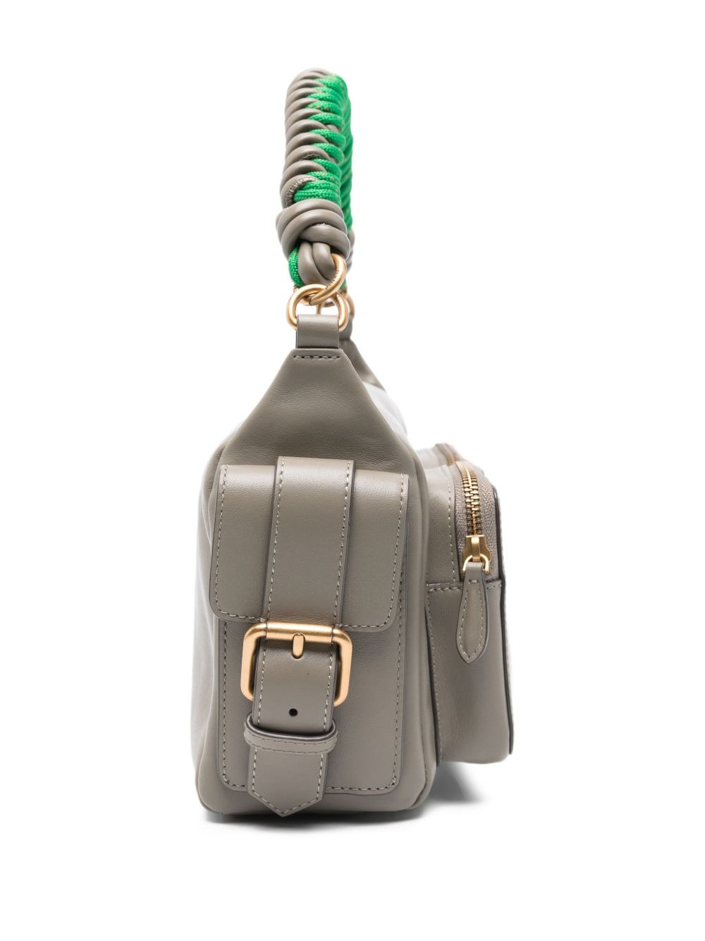 braided-handle pocket shoulder bag - 4