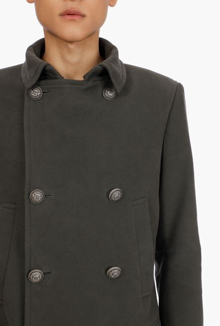 Khaki cotton pea coat with double-breasted silver-tone buttoned fastening - 5