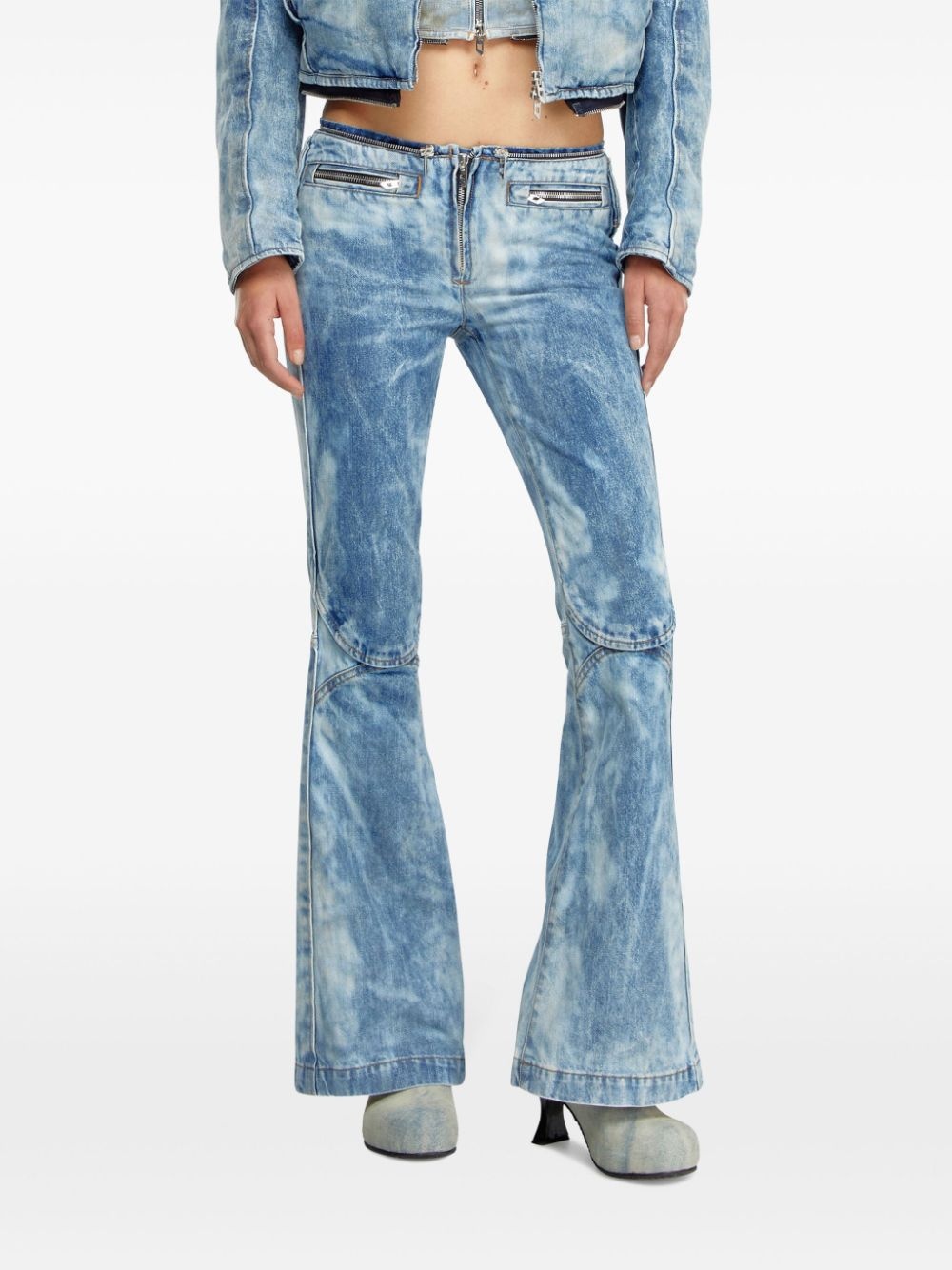 zip-detail cotton jeans - 3