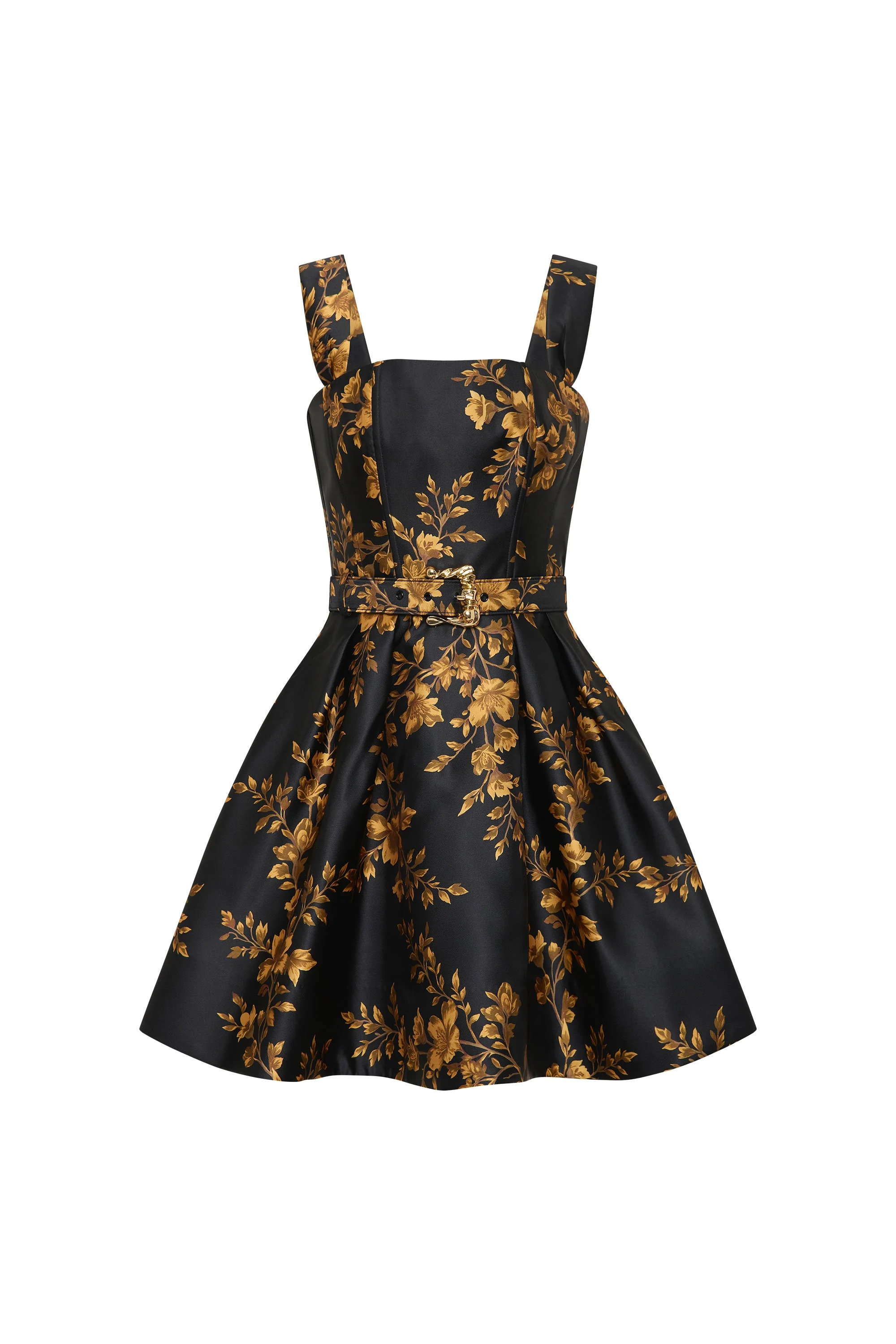 Gilded Floral Mini Dress - 1