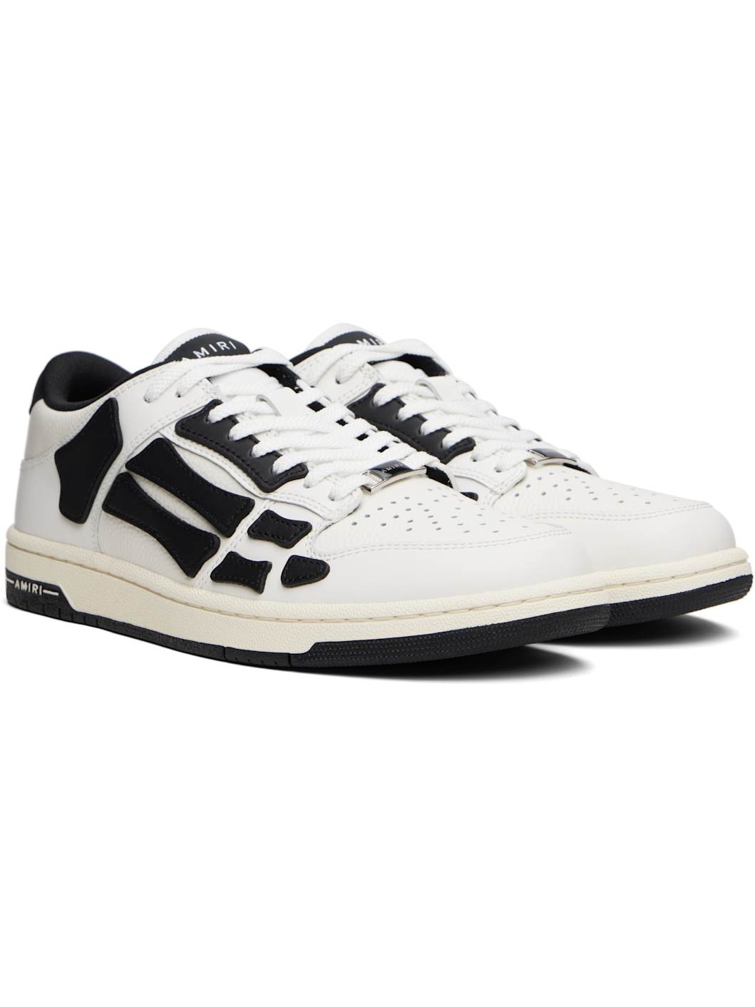 Black & White Skel Top Low Sneakers - 4