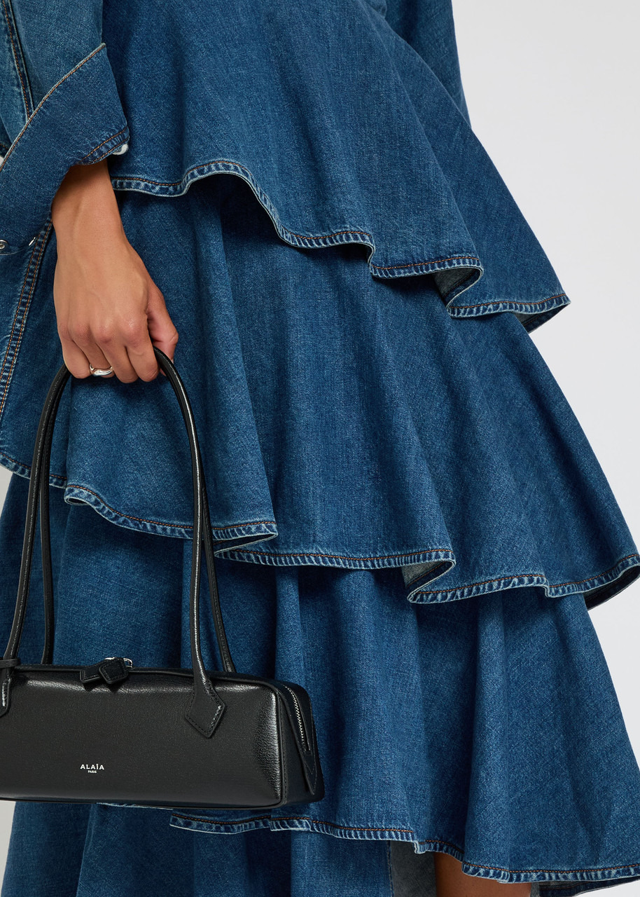 Alaïa Spiral Asymmetric Tiered Denim Midi Skirt - 5