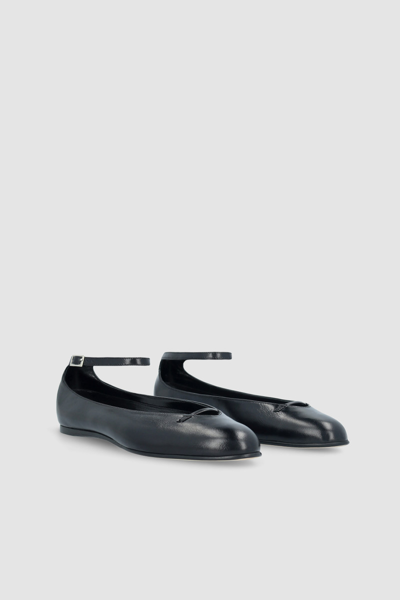 BY FAR MARGOT BLACK CREASED CALF LEATHER FLAT outlook