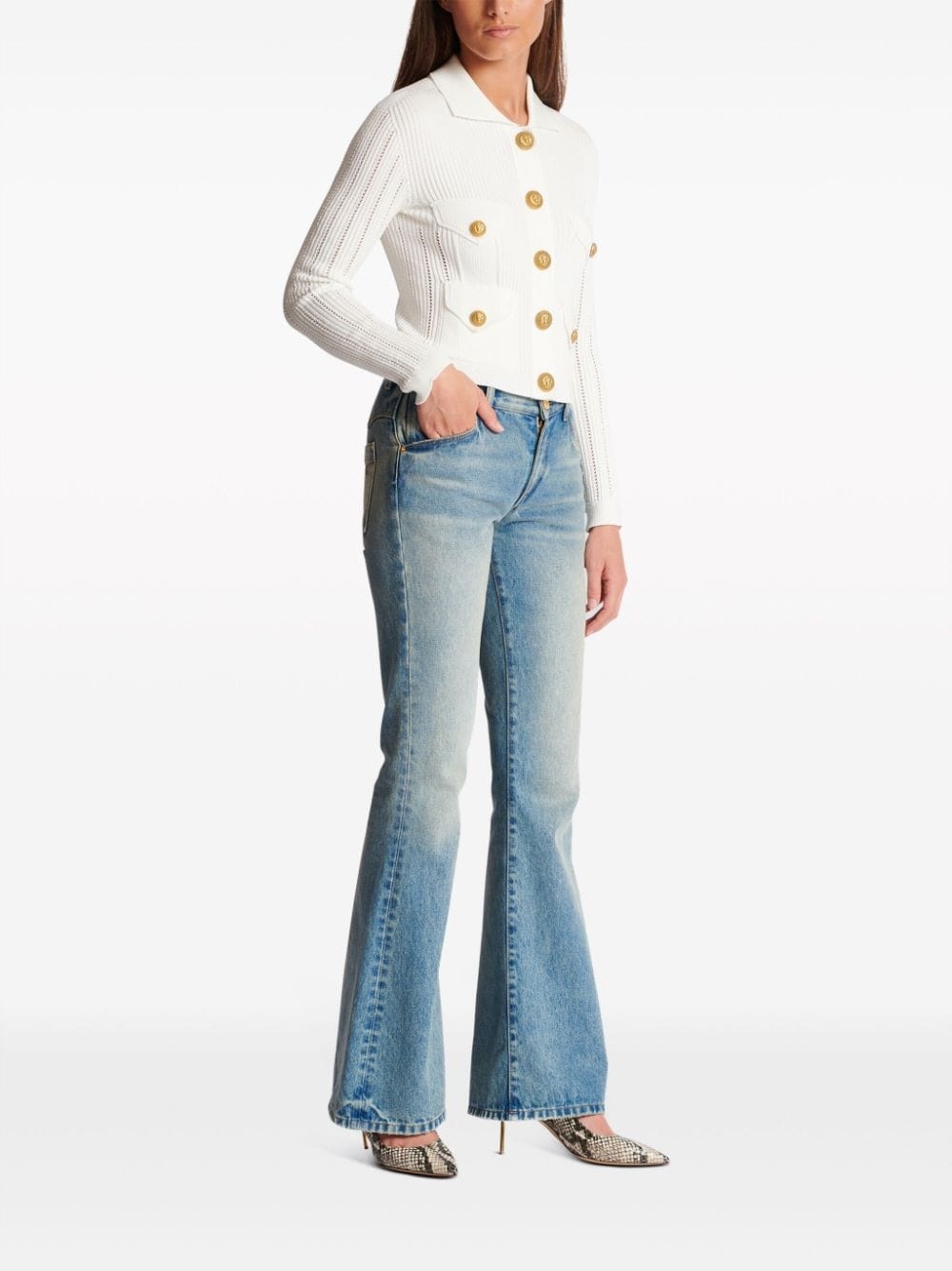 buttoned ribbed cardigan - 3
