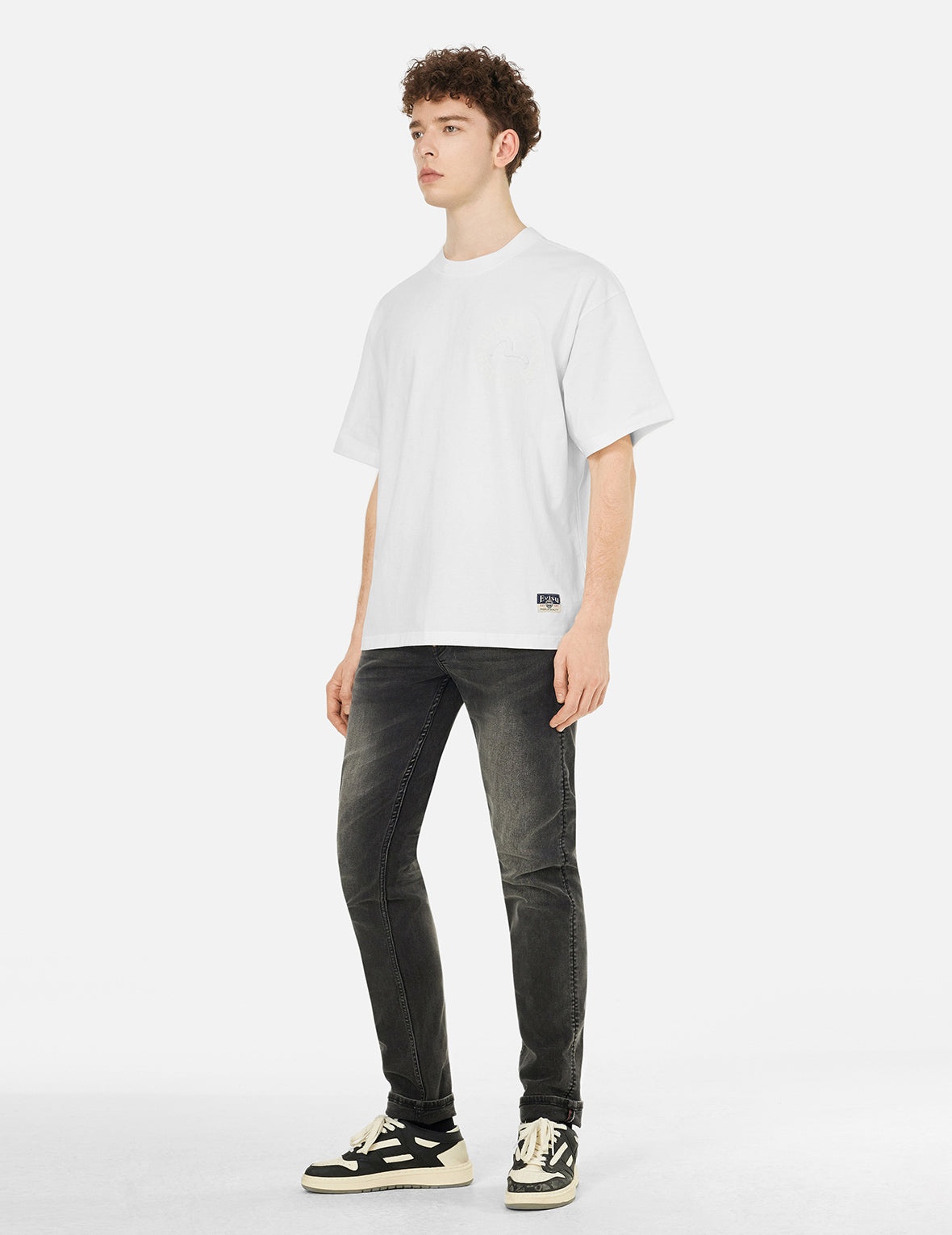 Hakutaku Print and Seagull Emboss Print Loose Fit T-shirt - 3