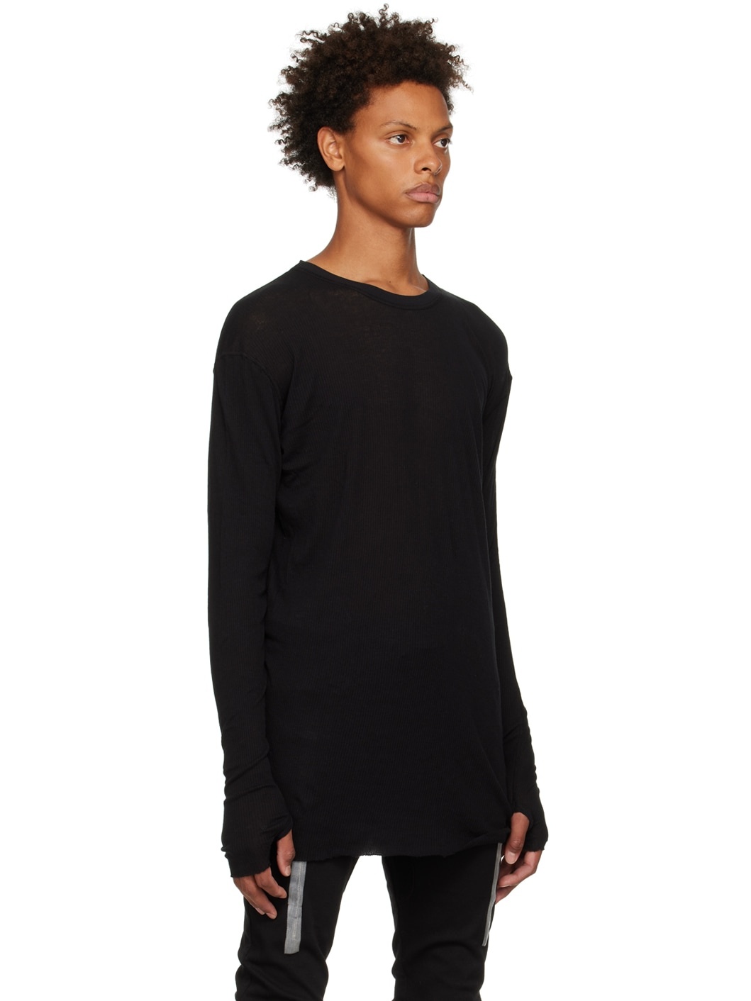 Black Object-Dyed Long Sleeve T-Shirt - 2