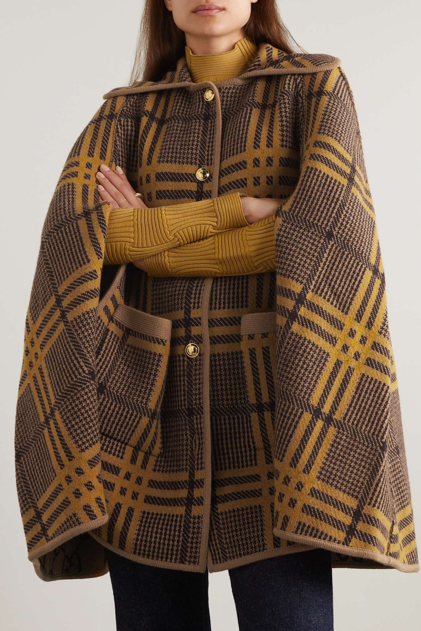 GUCCI Love Parade reversible jacquard-knit wool-blend cape
