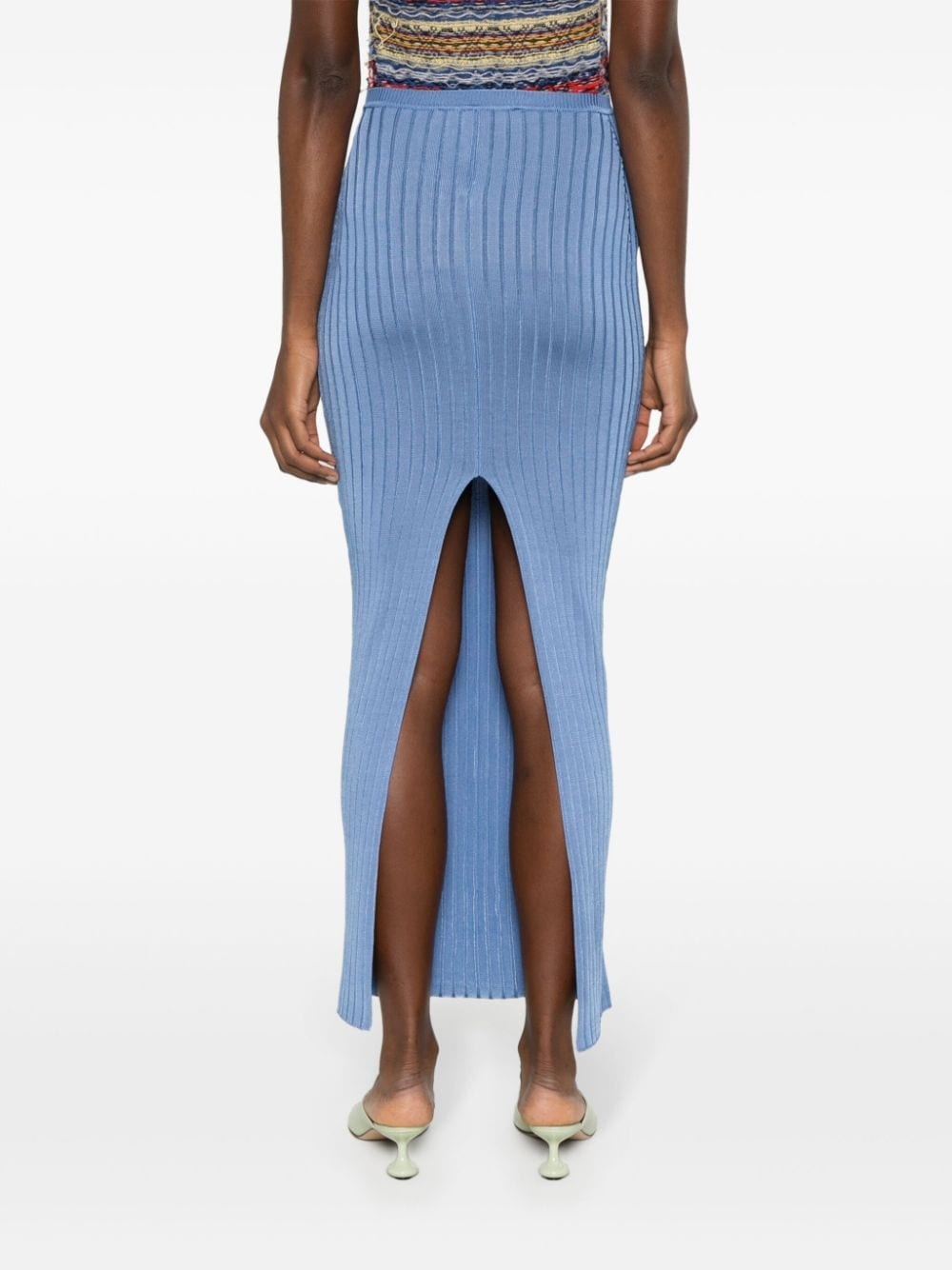 jacquard-logo ribbed maxi skirt - 4