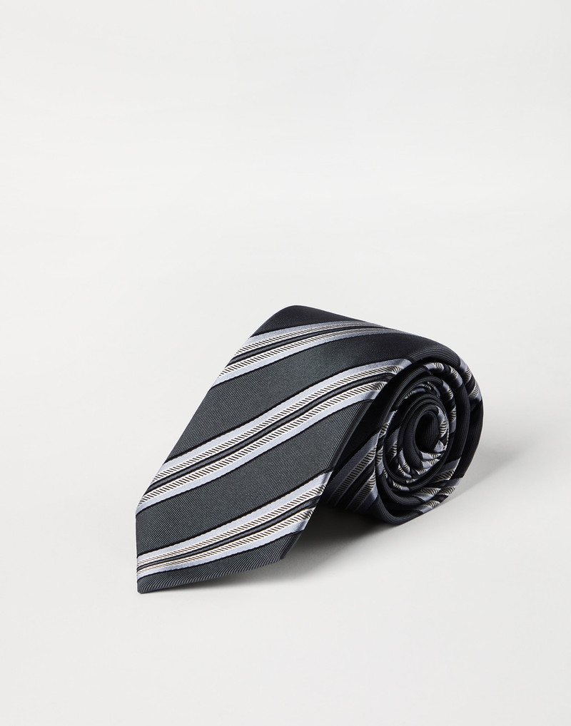 Brunello Cucinelli Textured striped silk tie outlook