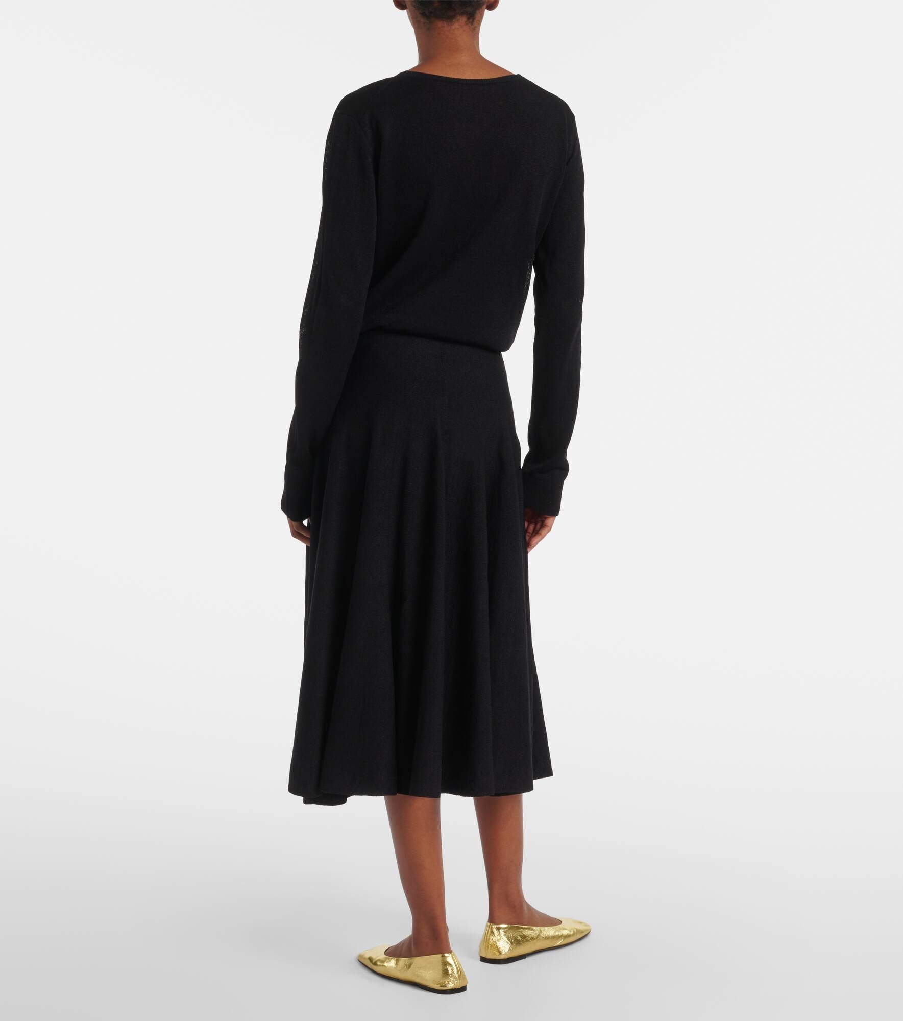Jaliah linen and cotton-blend midi skirt - 3
