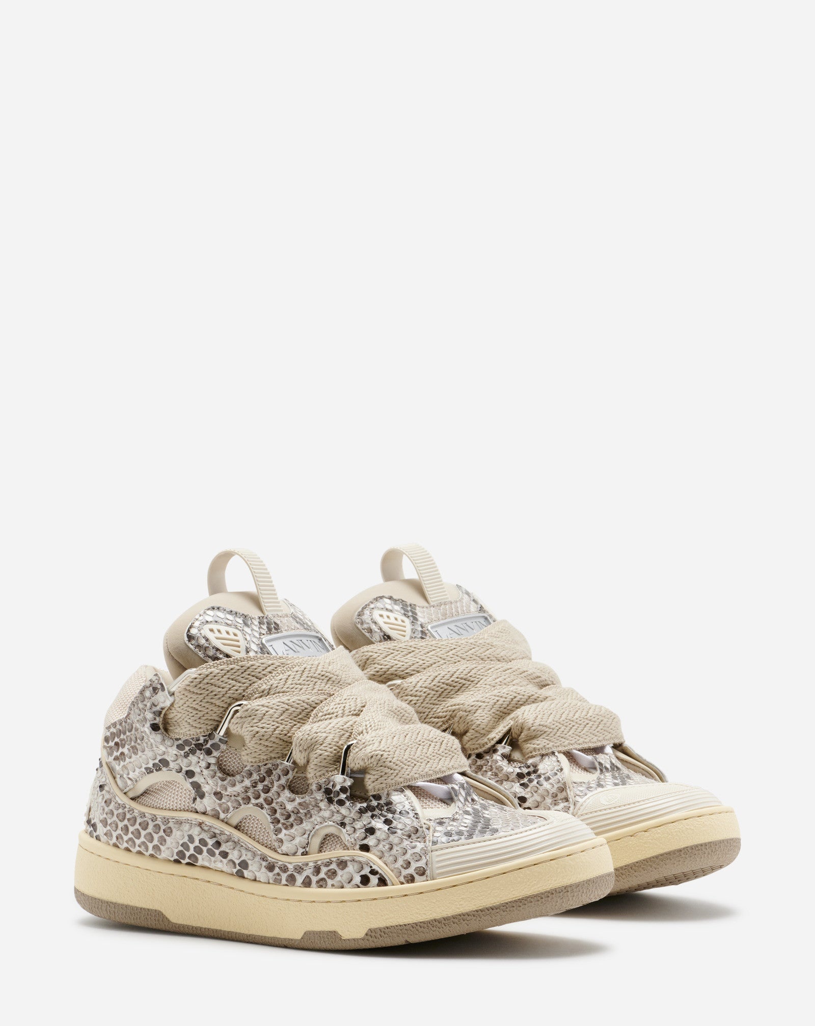 PYTHON PRINT LEATHER CURB SNEAKERS - 2