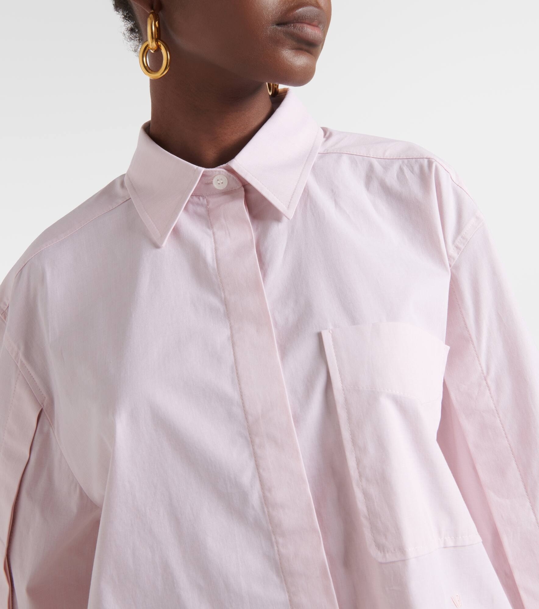 Cropped cotton-blend shirt - 4