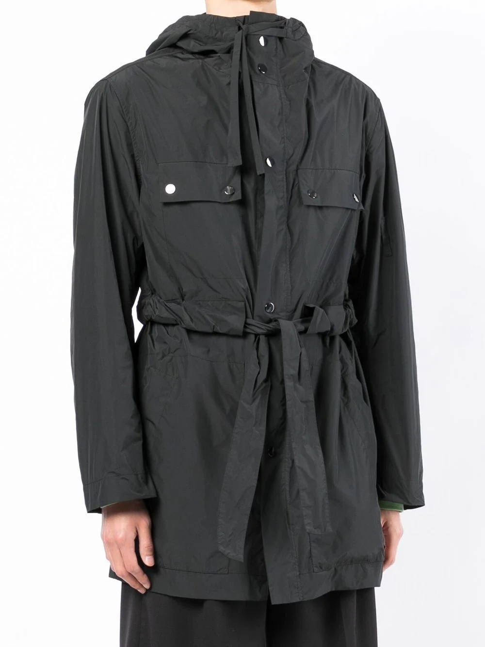 tied-waist parka coat - 3