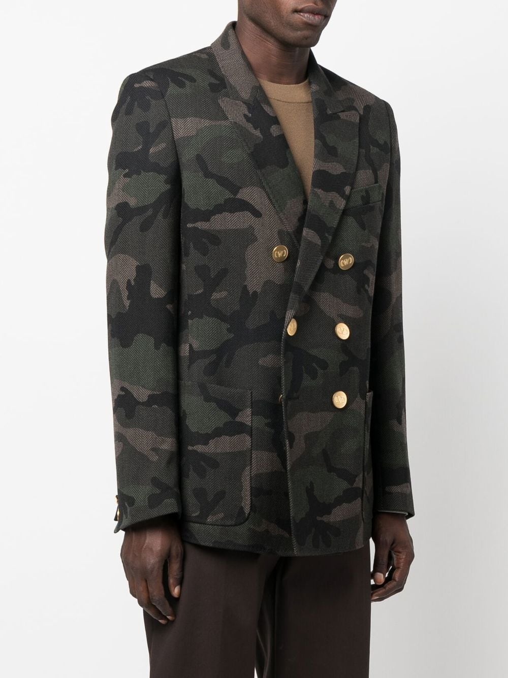 double-breasted camouflage blazer - 3