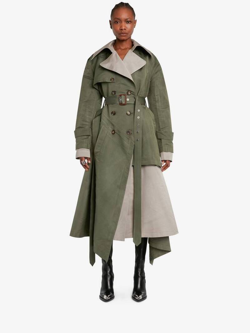 Alexander McQueen Women's Deconstructed Trench Coat in Khaki/stone outlook