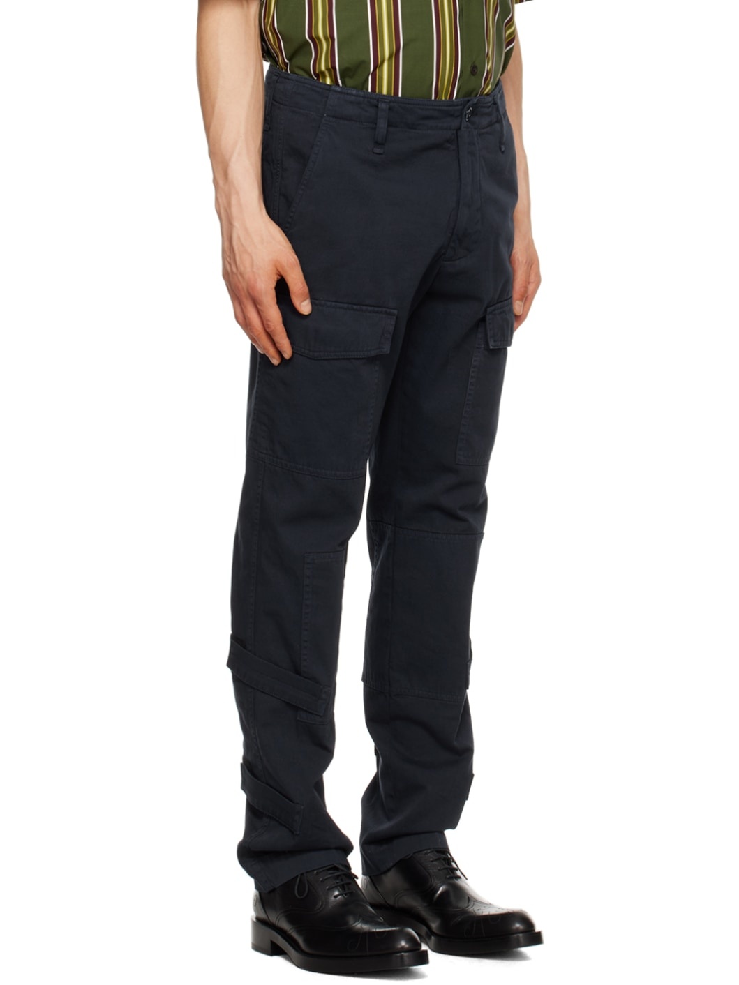 Navy Velcro Tab Cargo Pants - 2