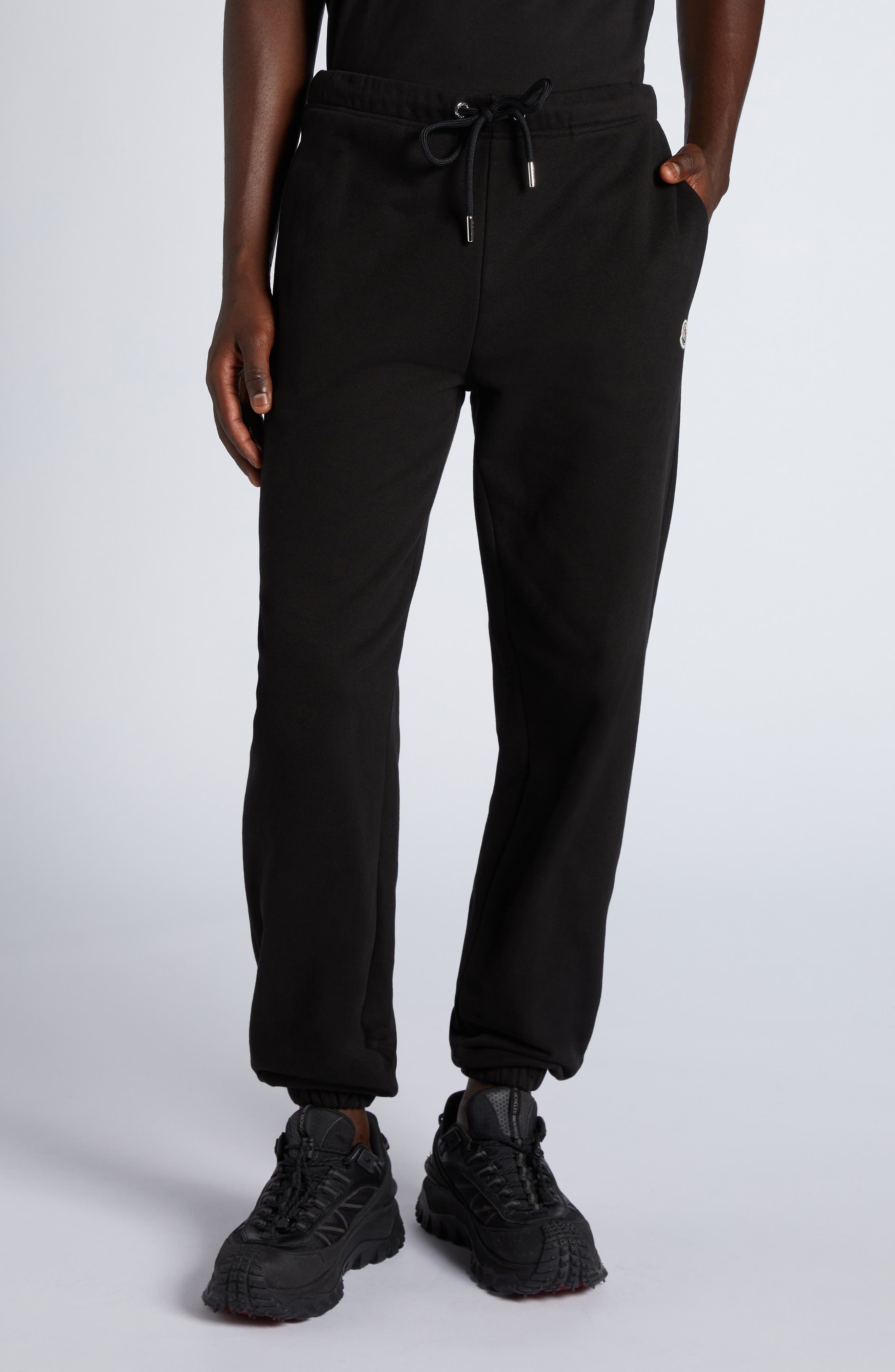 Moncler Logo Patch Joggers in Black at Nordstrom - 1
