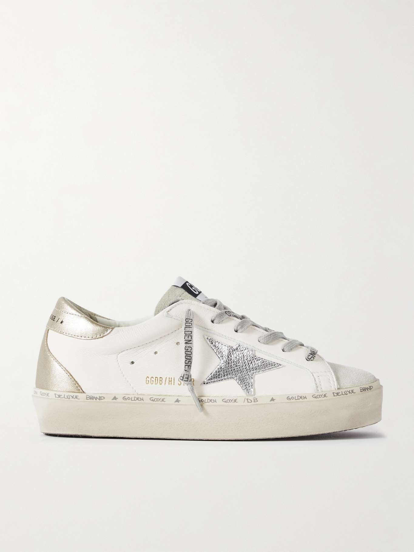 Hi Star distressed suede- and snake-effect-trimmed leather sneakers - 1