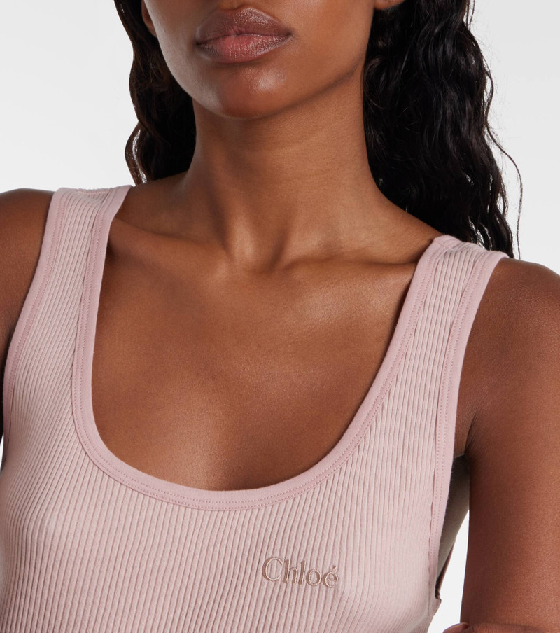 Logo ribbed-knit cotton jersey tank top 4