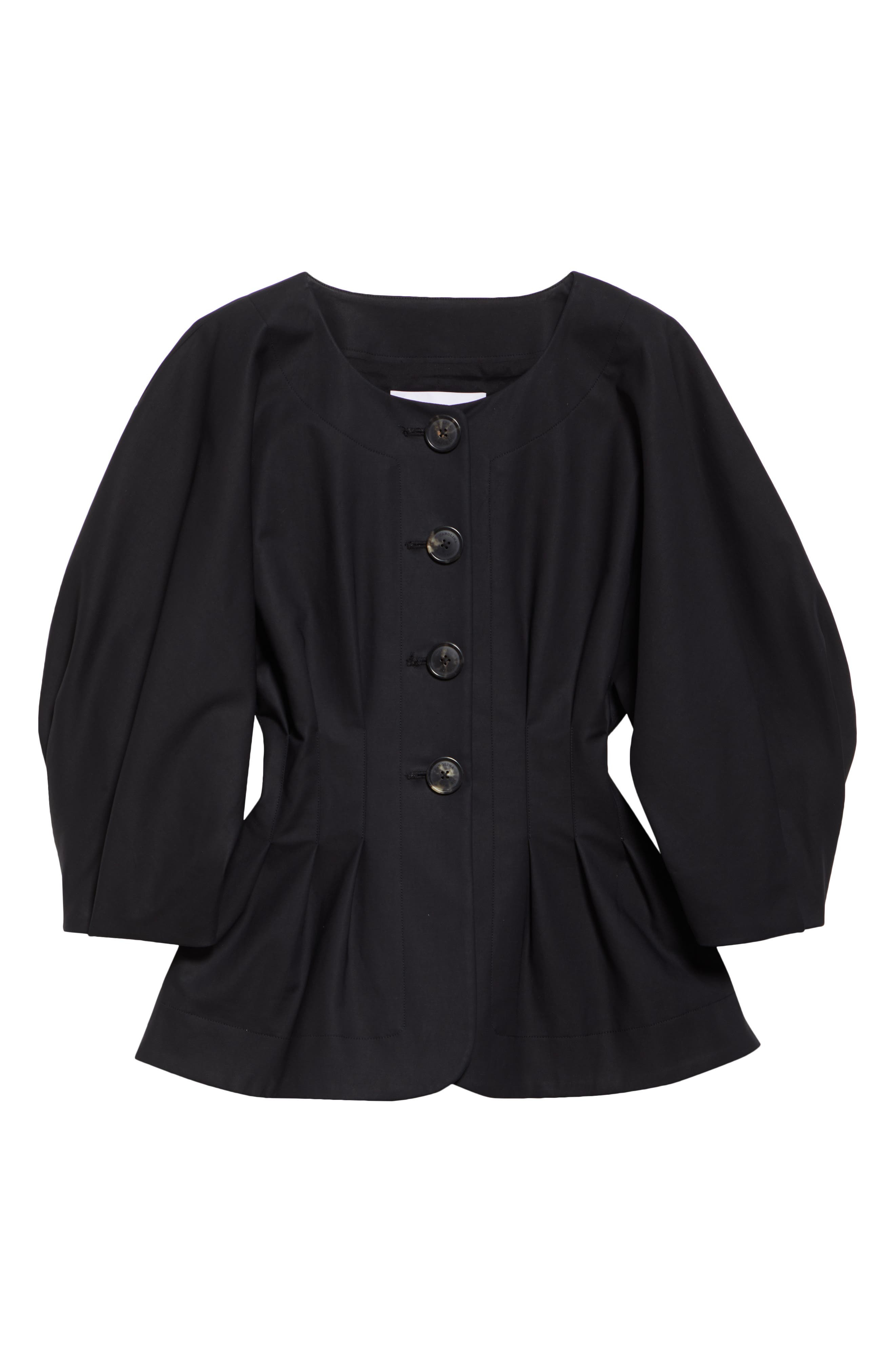 Carolina Herrera Pleated Waist Jacket in Black at Nordstrom - 7