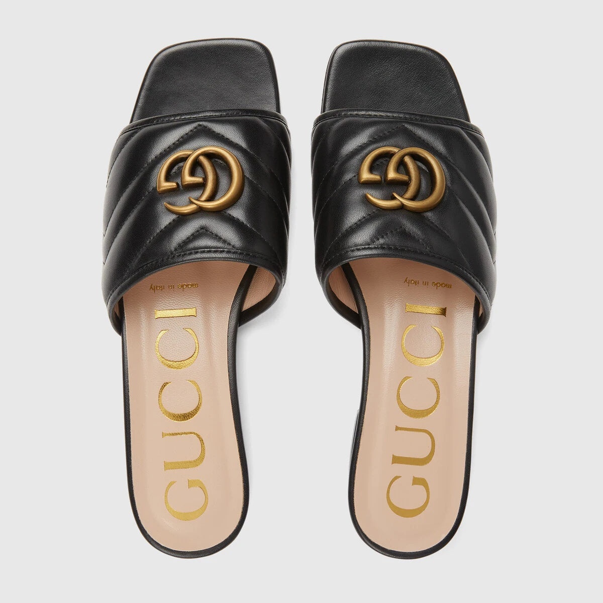 Gucci Double G Leather Slide Sandals - 3