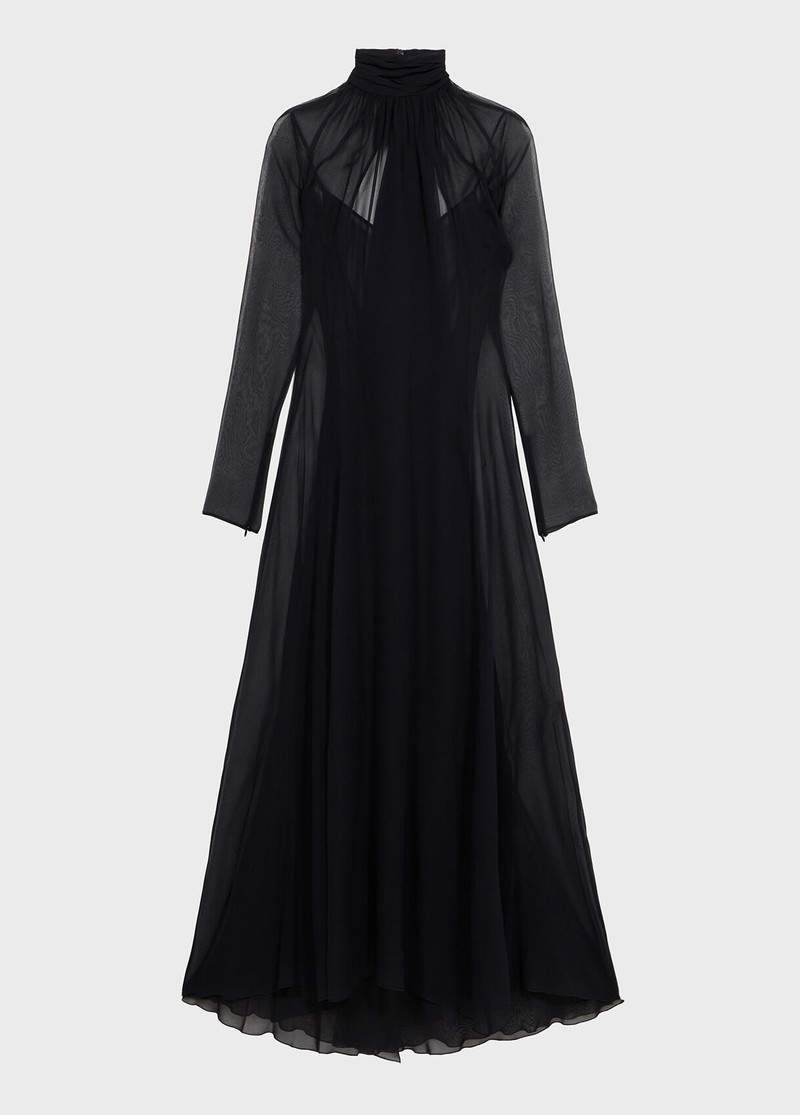 LONG SILK GEORGETTE DRESS WITH SCARF 1