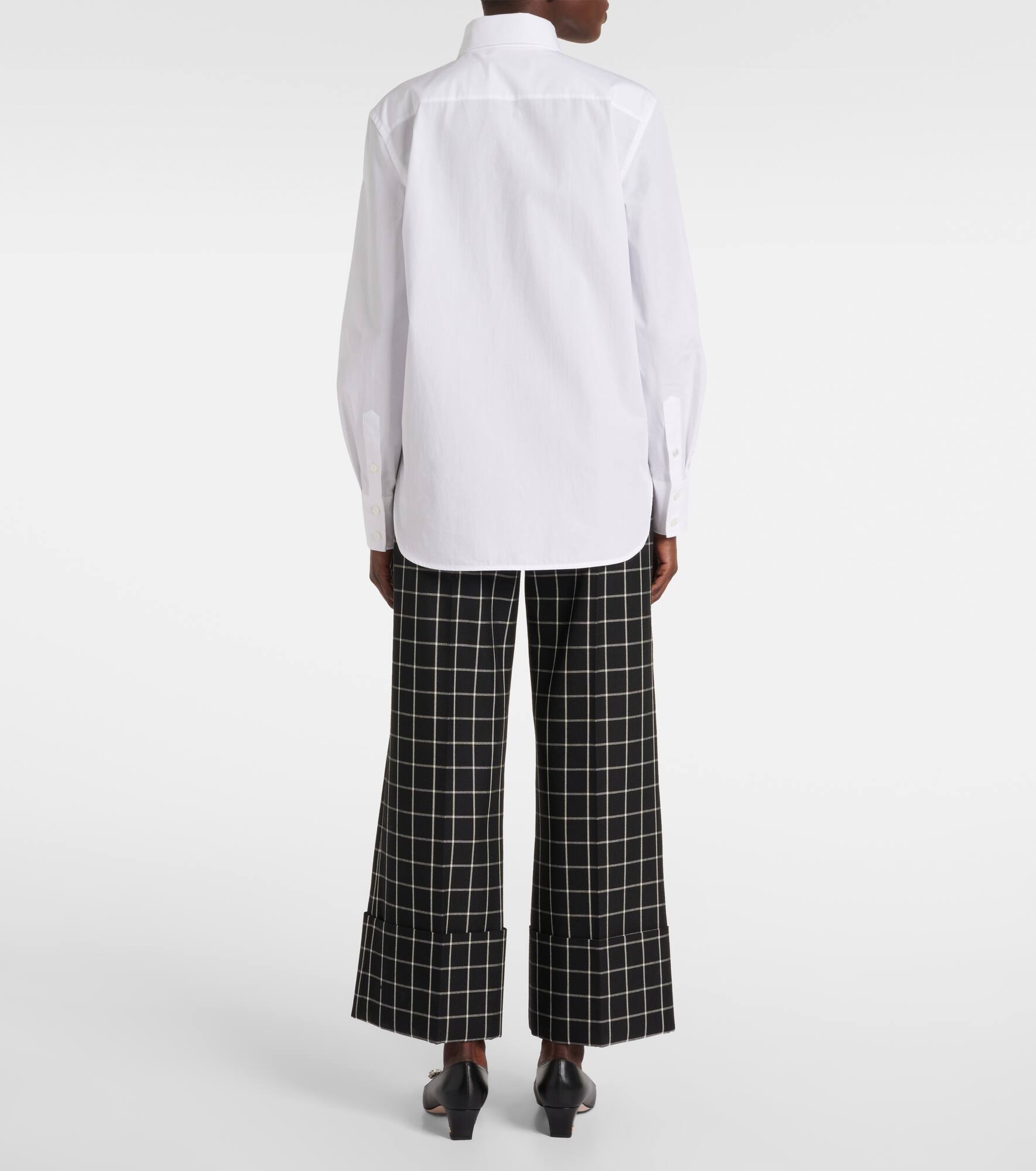 Faux pearl-embellished cotton poplin shirt - 3