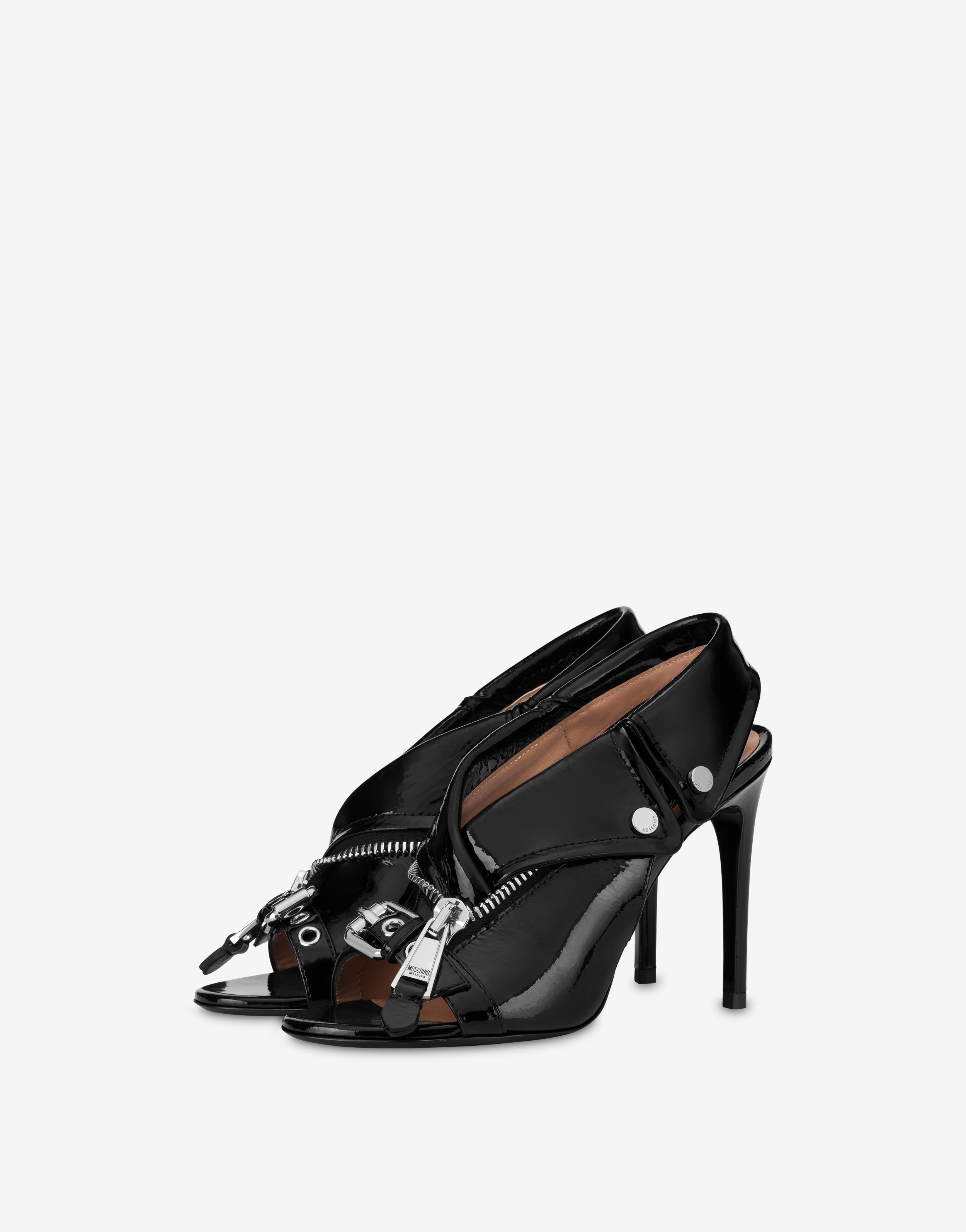 PATENT LEATHER BIKER-STYLE SLINGBACKS - 1