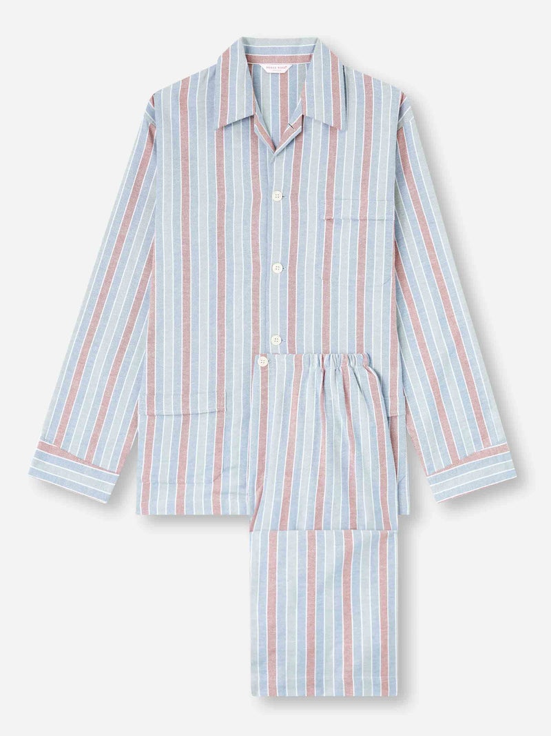 Men's Classic Fit Pajamas Kelburn 46 Brushed Cotton Blue - 3