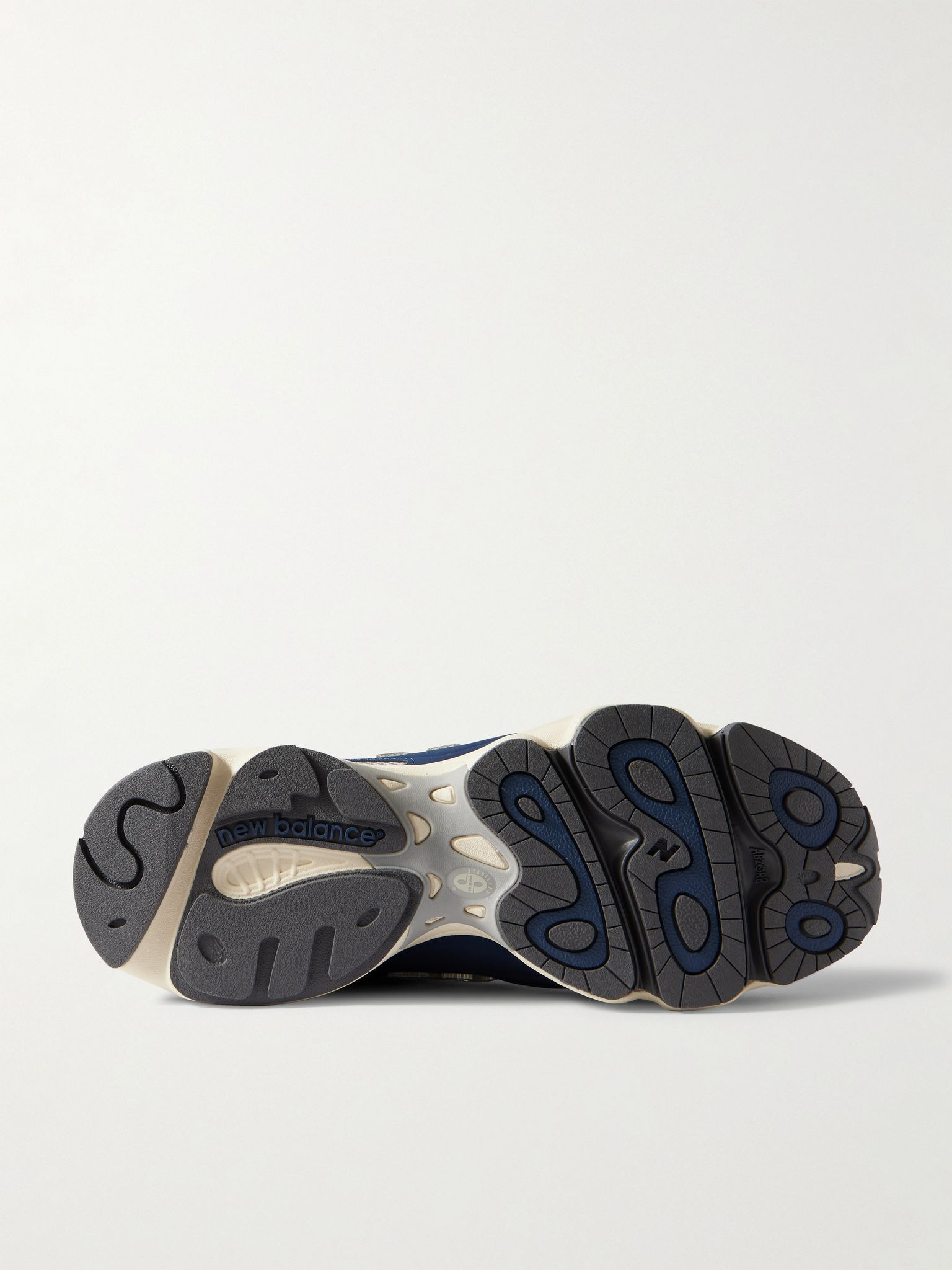 1000 Leather and Mesh Sneakers Navy - 3