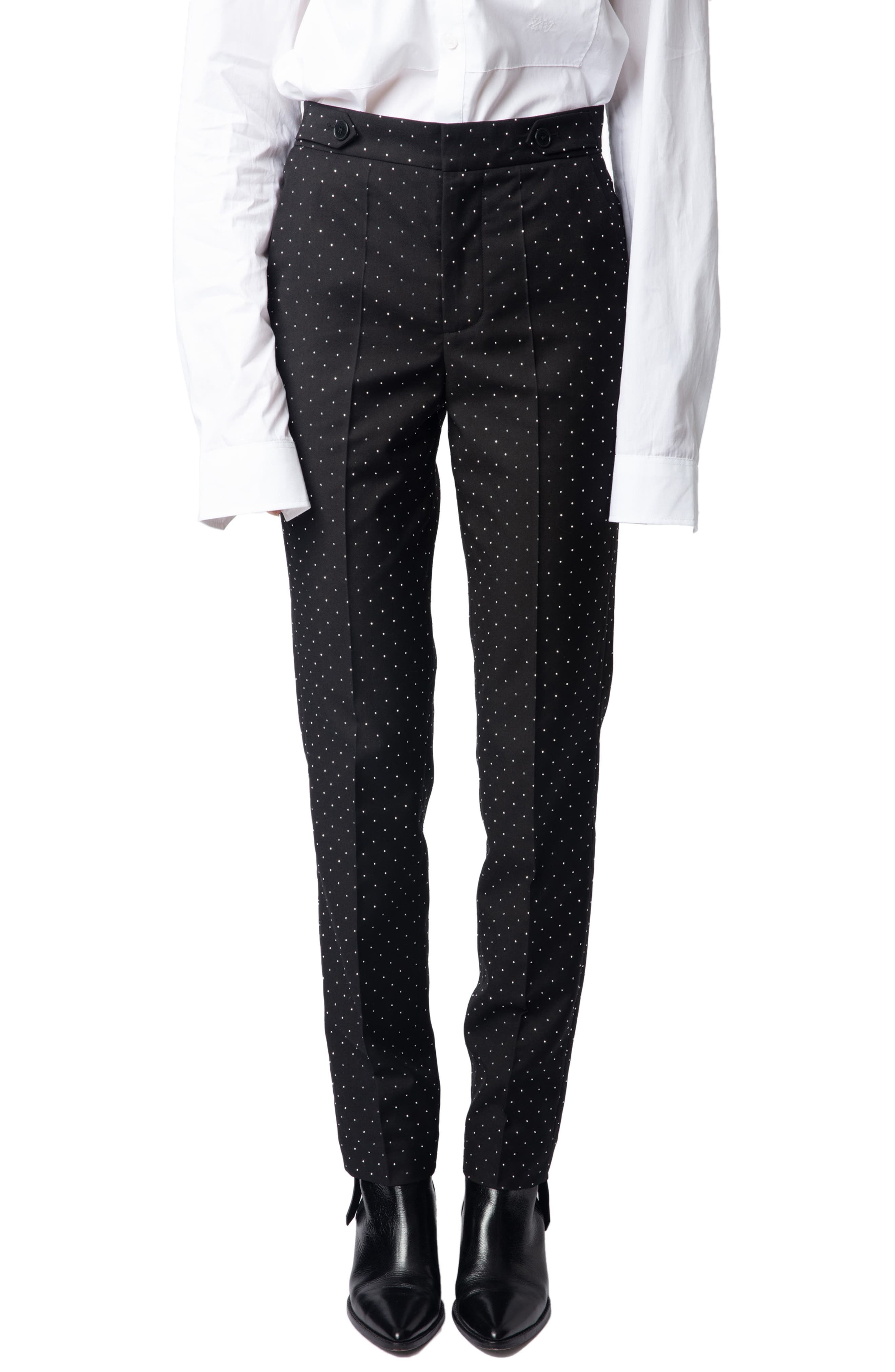 Zadig & Voltaire Panny Diamanté Straight Leg Pants in Black at Nordstrom - 1