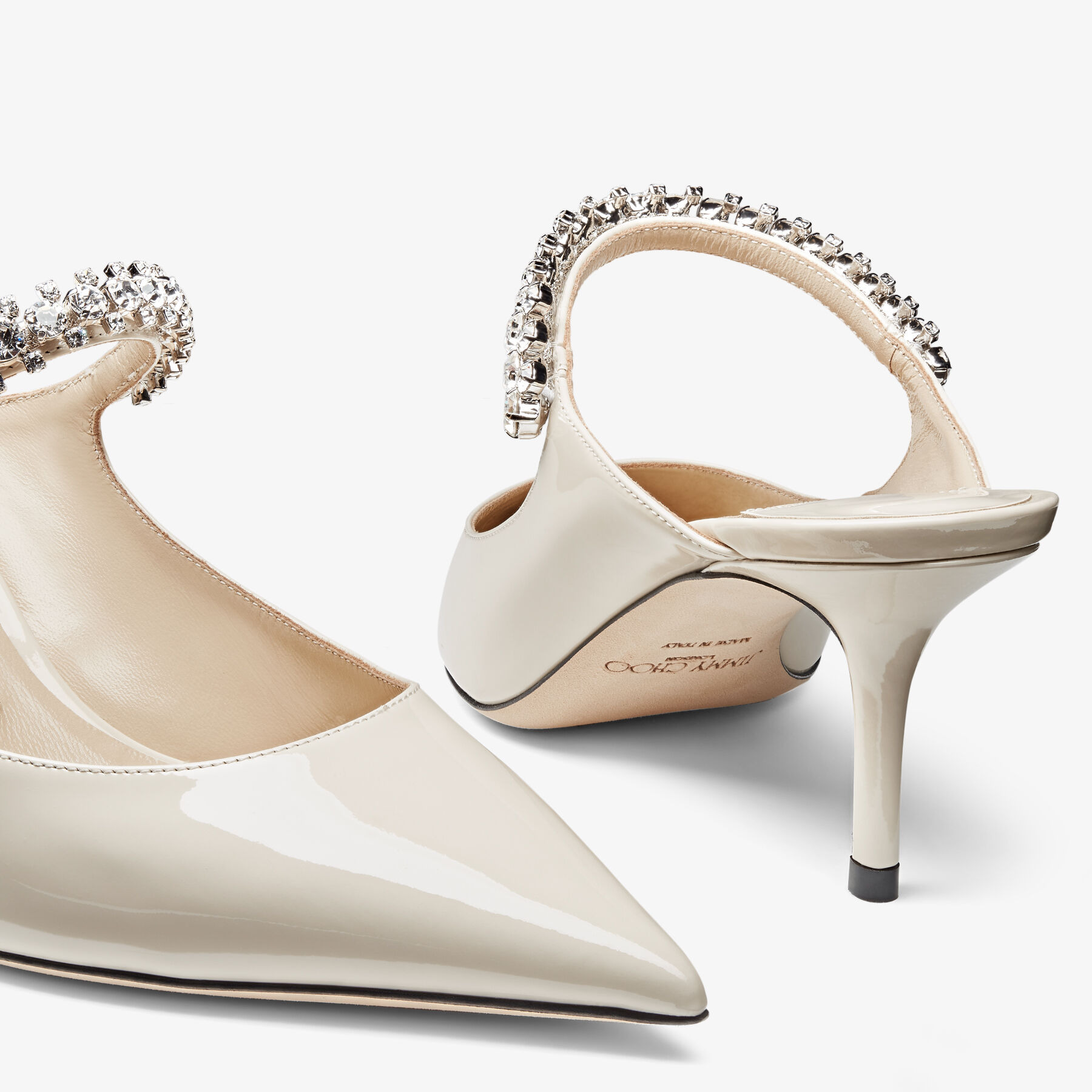 Bing 65
Linen Patent Leather Mules with Crystal Strap - 3