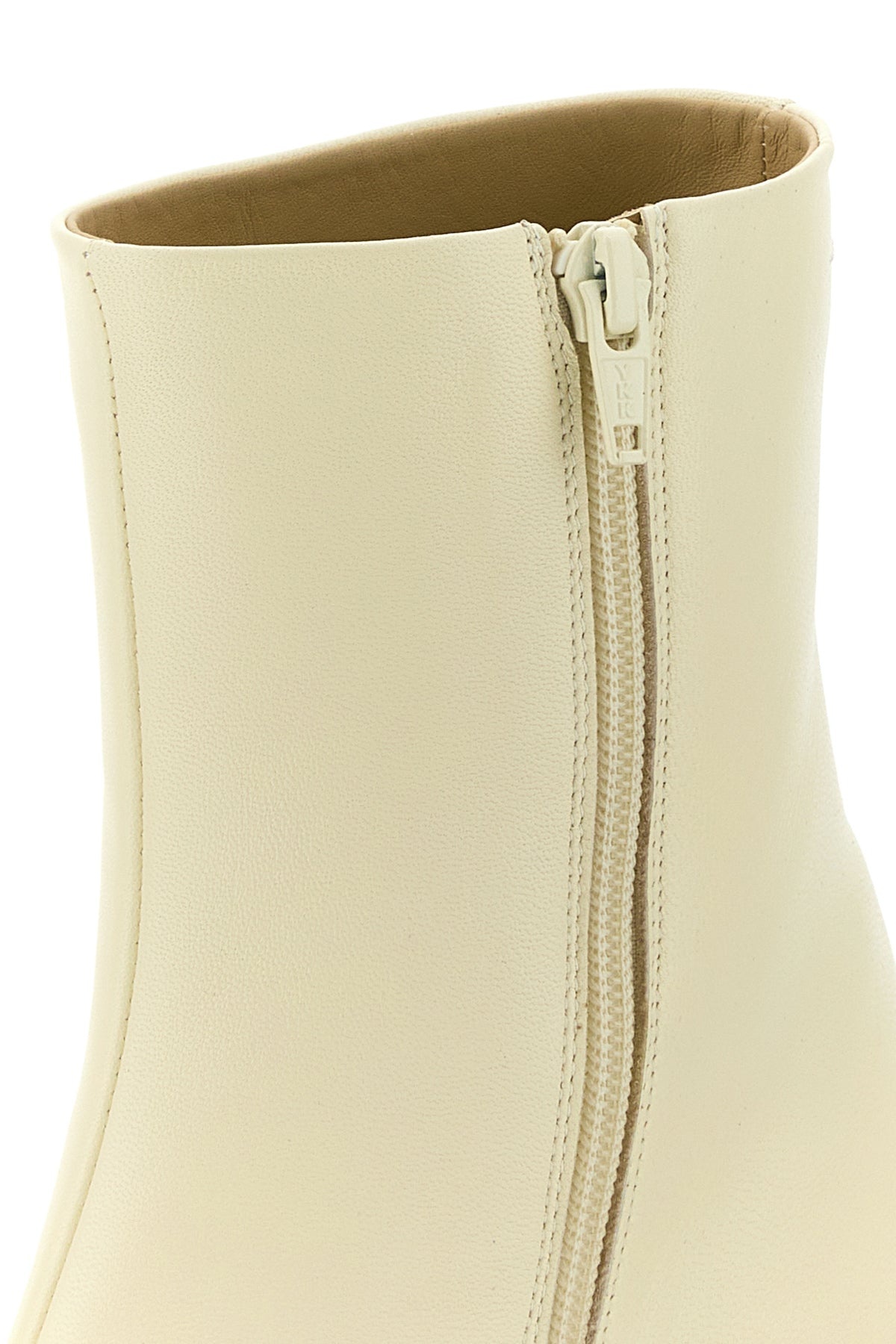 Cream leather ankle boots - 4