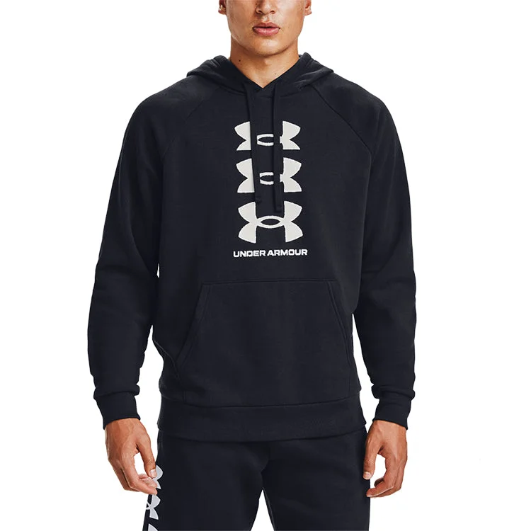 Under Armour Rival Fleece Multilogo Logo Hoodie 'Black' 1357094-001 - 1