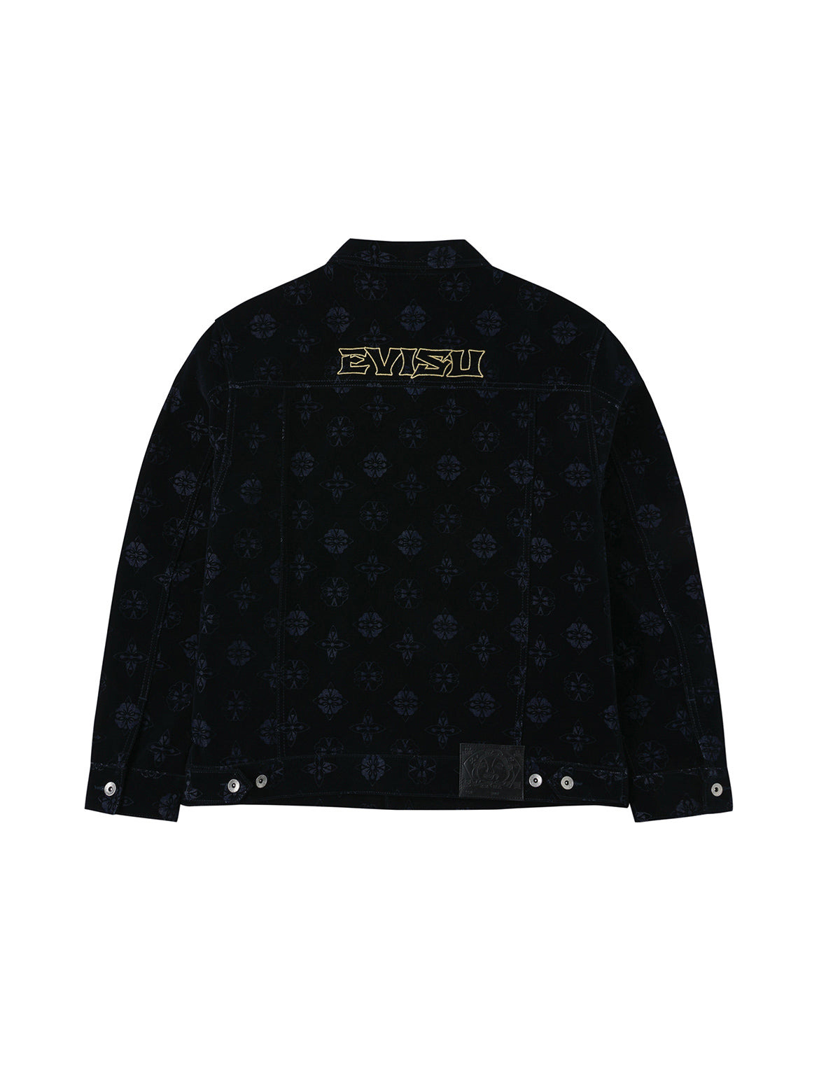 Allover Kamon Flocking Print Relax Fit Denim Jacket - 12