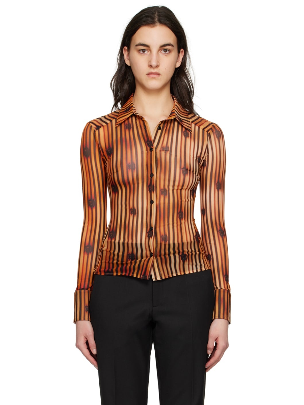 Orange Striped Shirt - 1