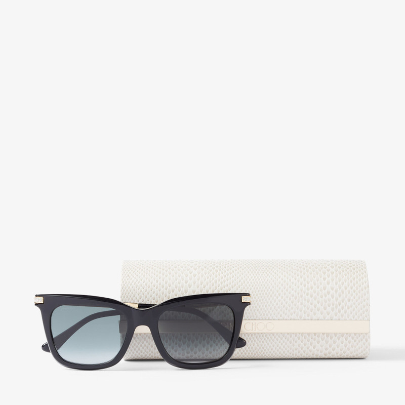 Olye Black Square-Frame Sunglasses with Glitter 4