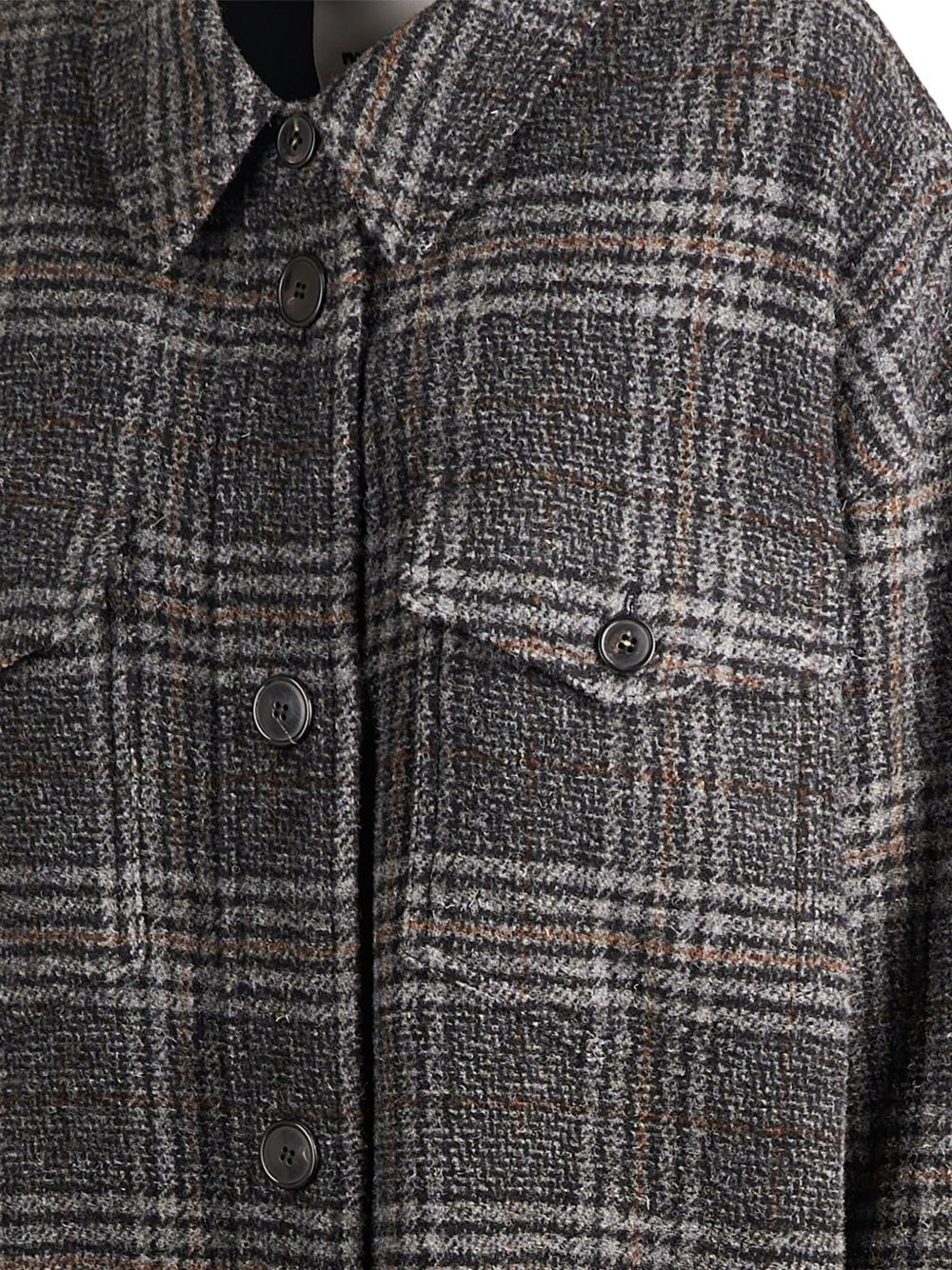 checked buttoned coat - 3